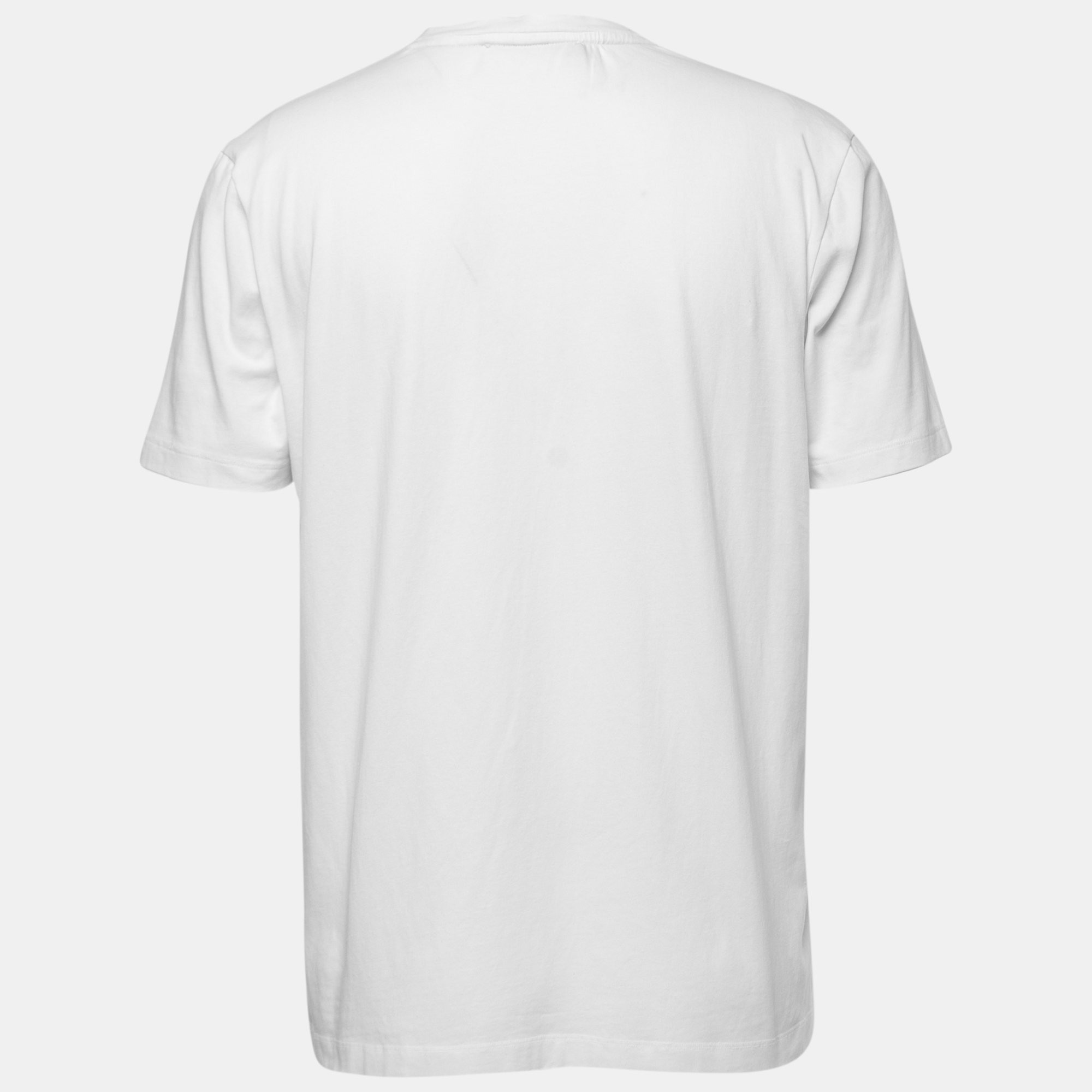 

Love Moschino White Logo Embossed Cotton Knit T-Shirt