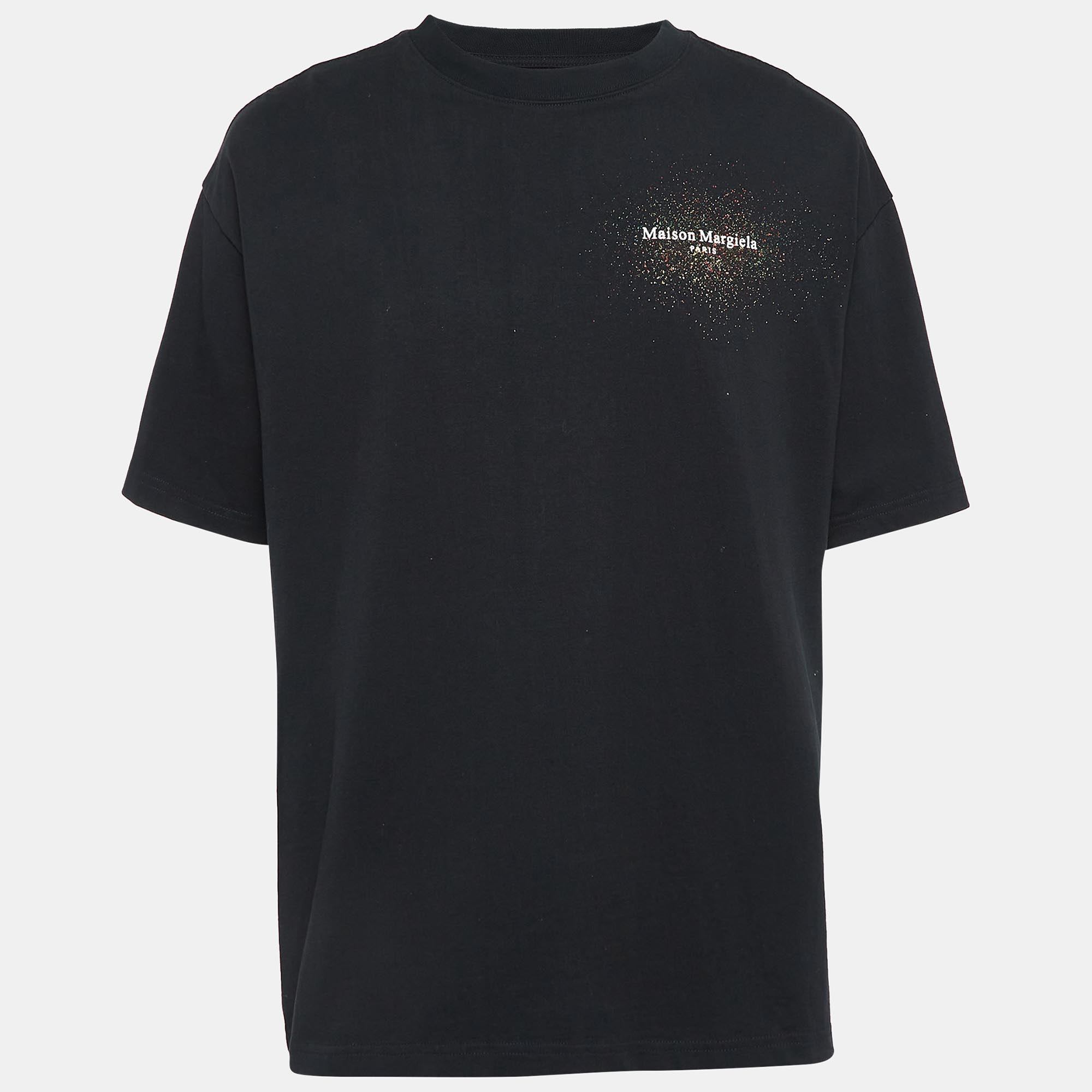 

Maison Martin Margiela Black Printed Cotton Crew Neck T-Shirt XL