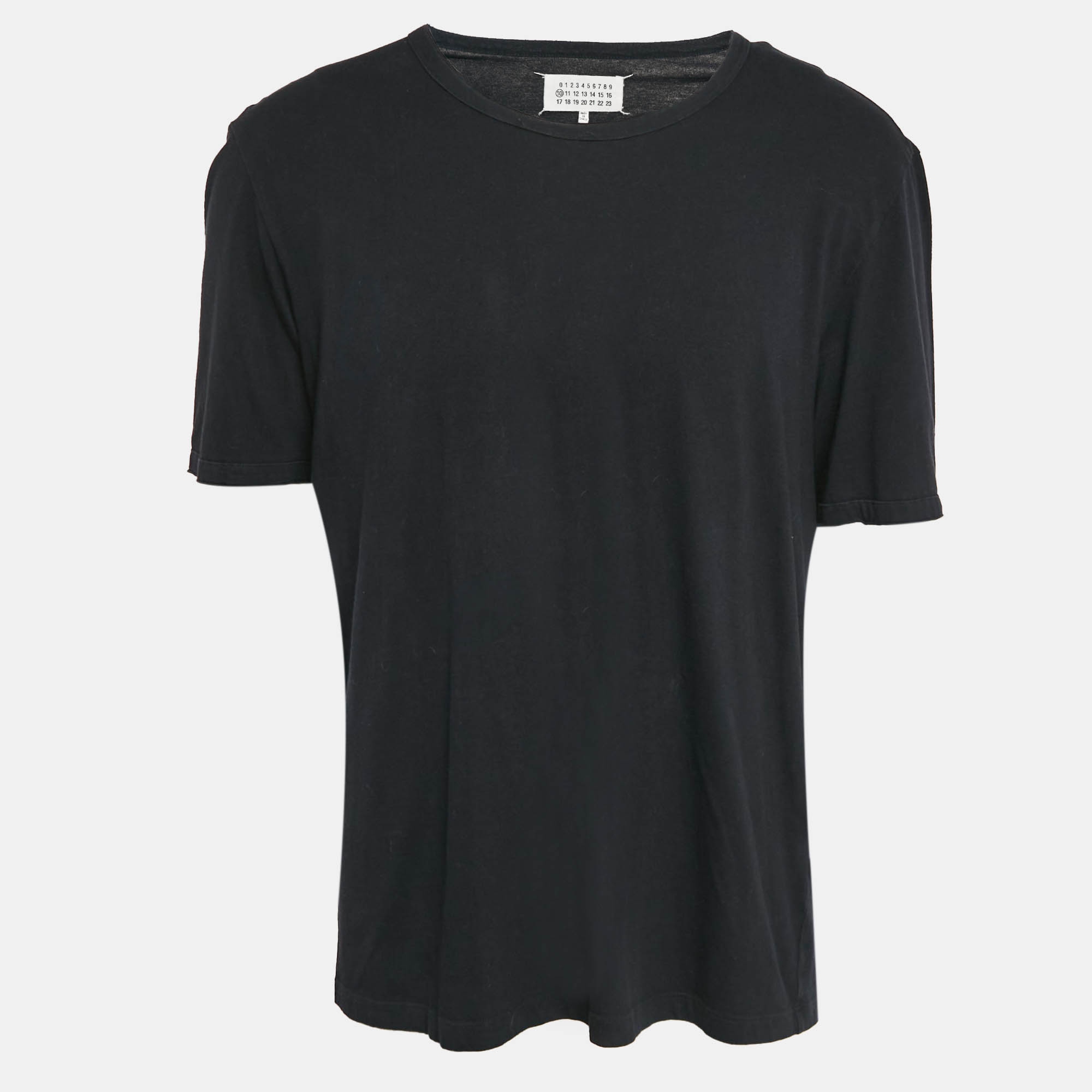 Pre-owned Maison Margiela Black Cotton Round Neck T-shirt S