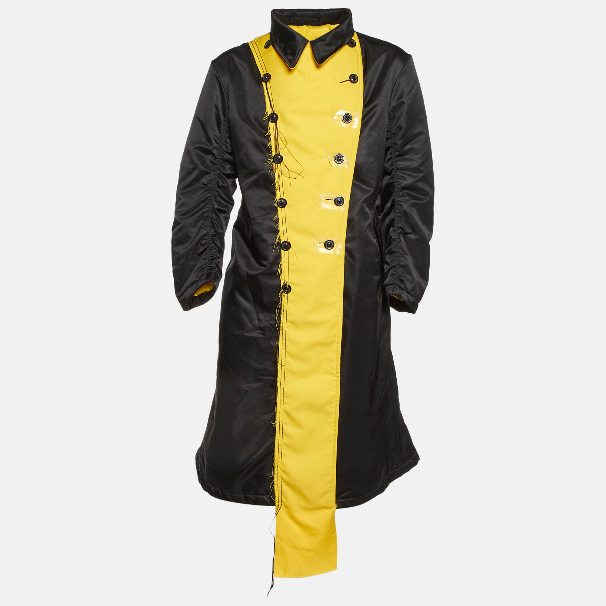 

Maison Martin Margiela Black/Yellow Nylon Raw Finish Padded Coat M