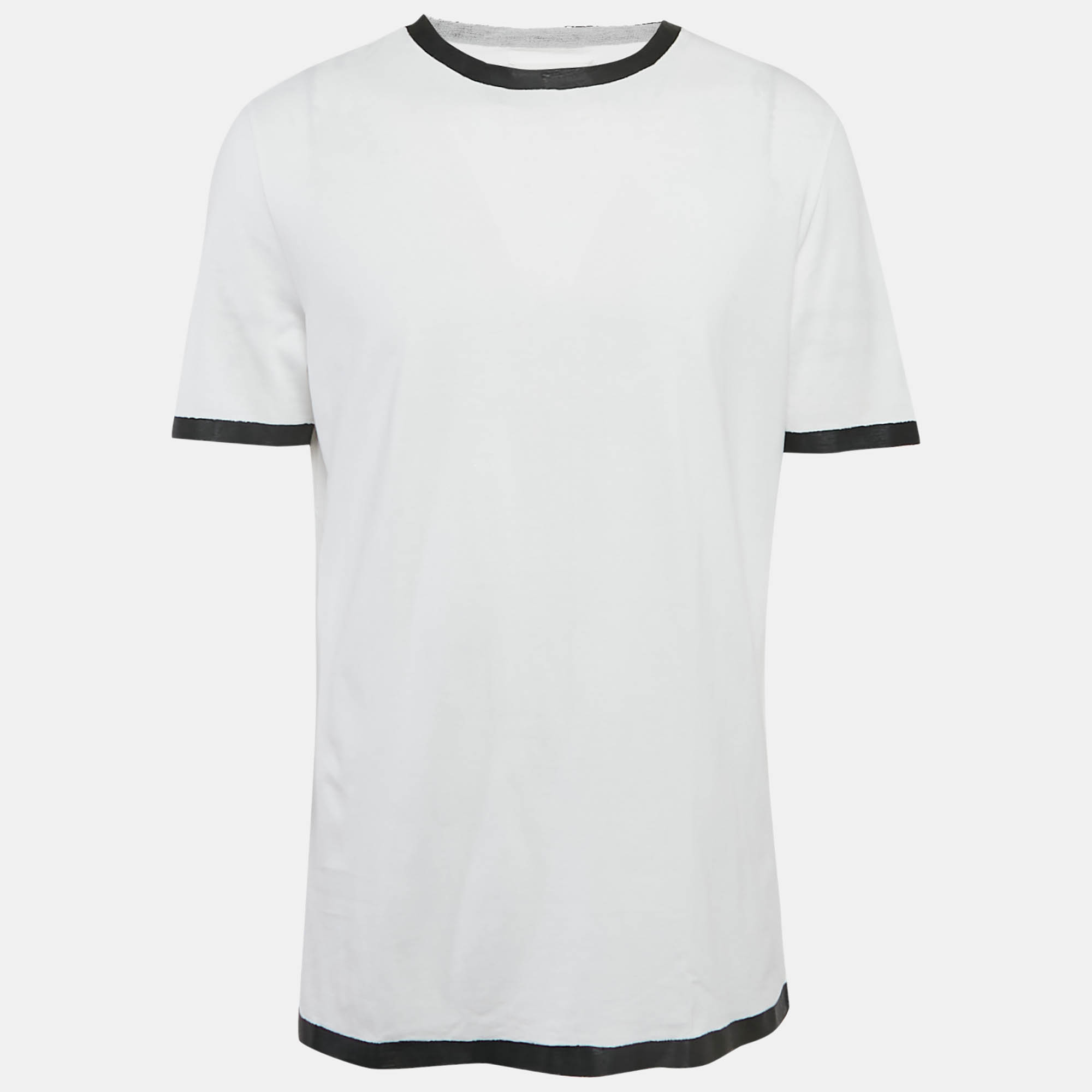 

Maison Martin Margiela White Contrast Print Jersey Crew Neck-T-Shirt XL
