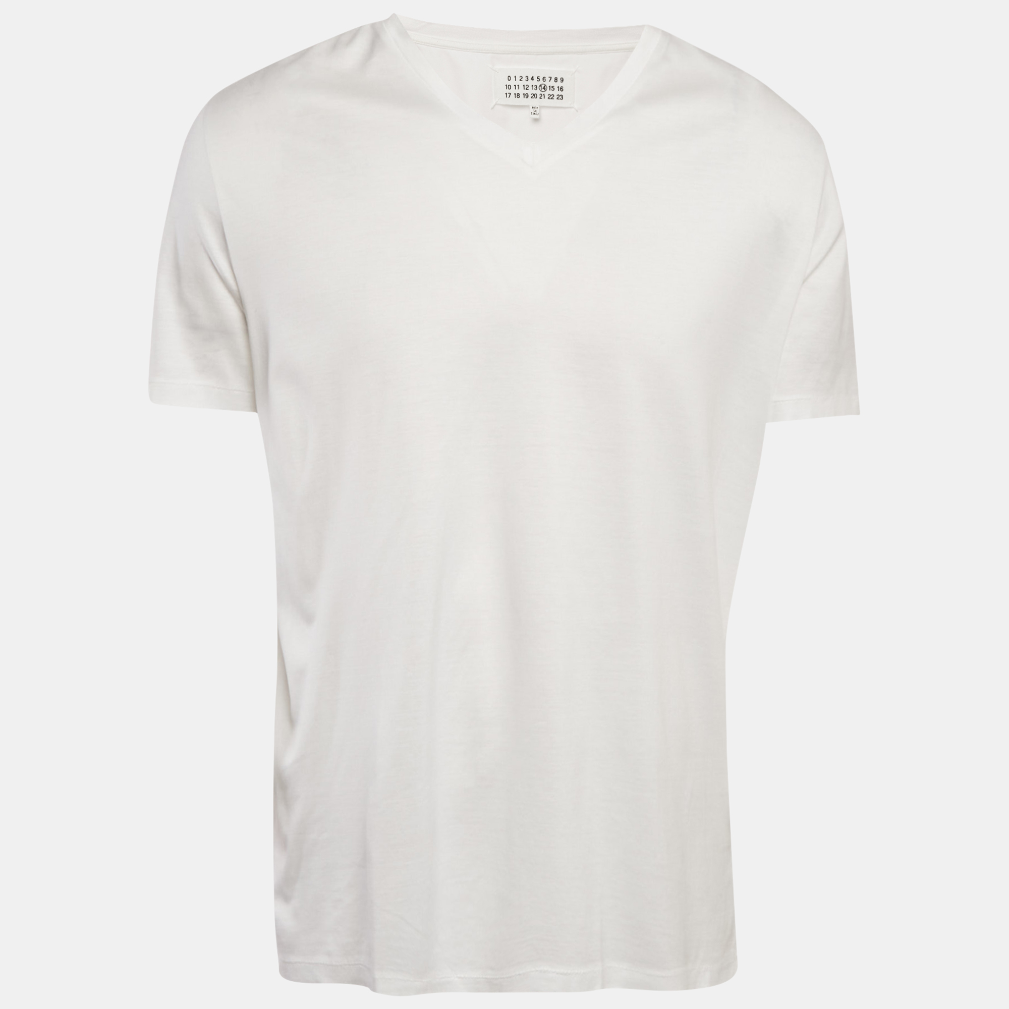 

Maison Martin Margiela White Jersey V-Neck Slim Fit T-Shirt XL