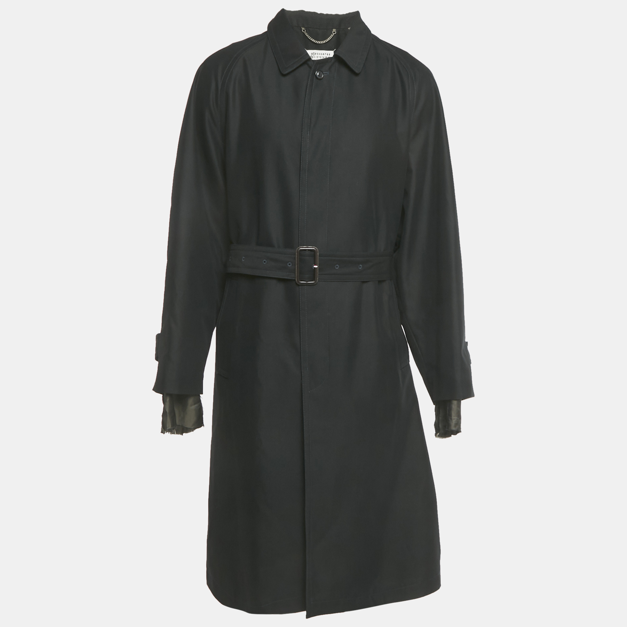 

Maison Martin Margiela Black Gabardine Belted Coat L