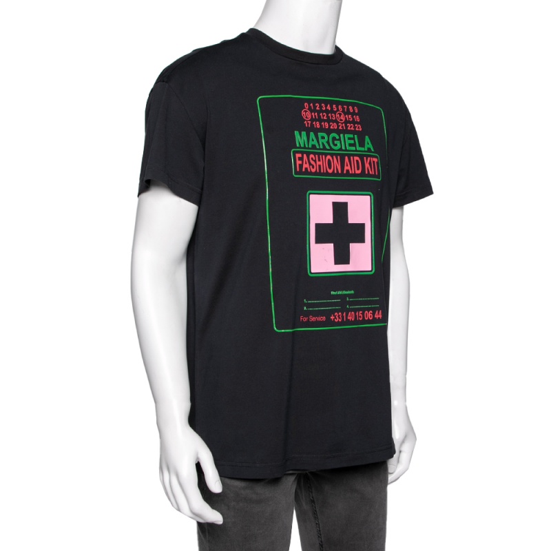 

Maison Martin Margiela Black Fashion Aid Kit Printed Cotton T-Shirt