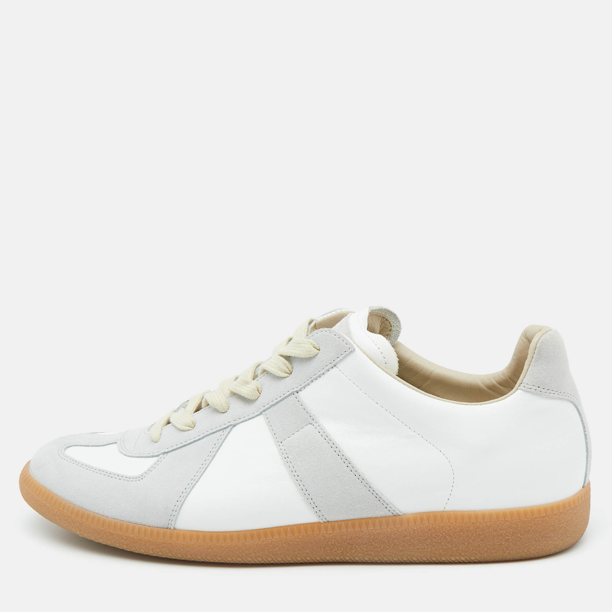 

Maison Martin Margiela White/Grey Leather and Suede Replica Sneakers Size