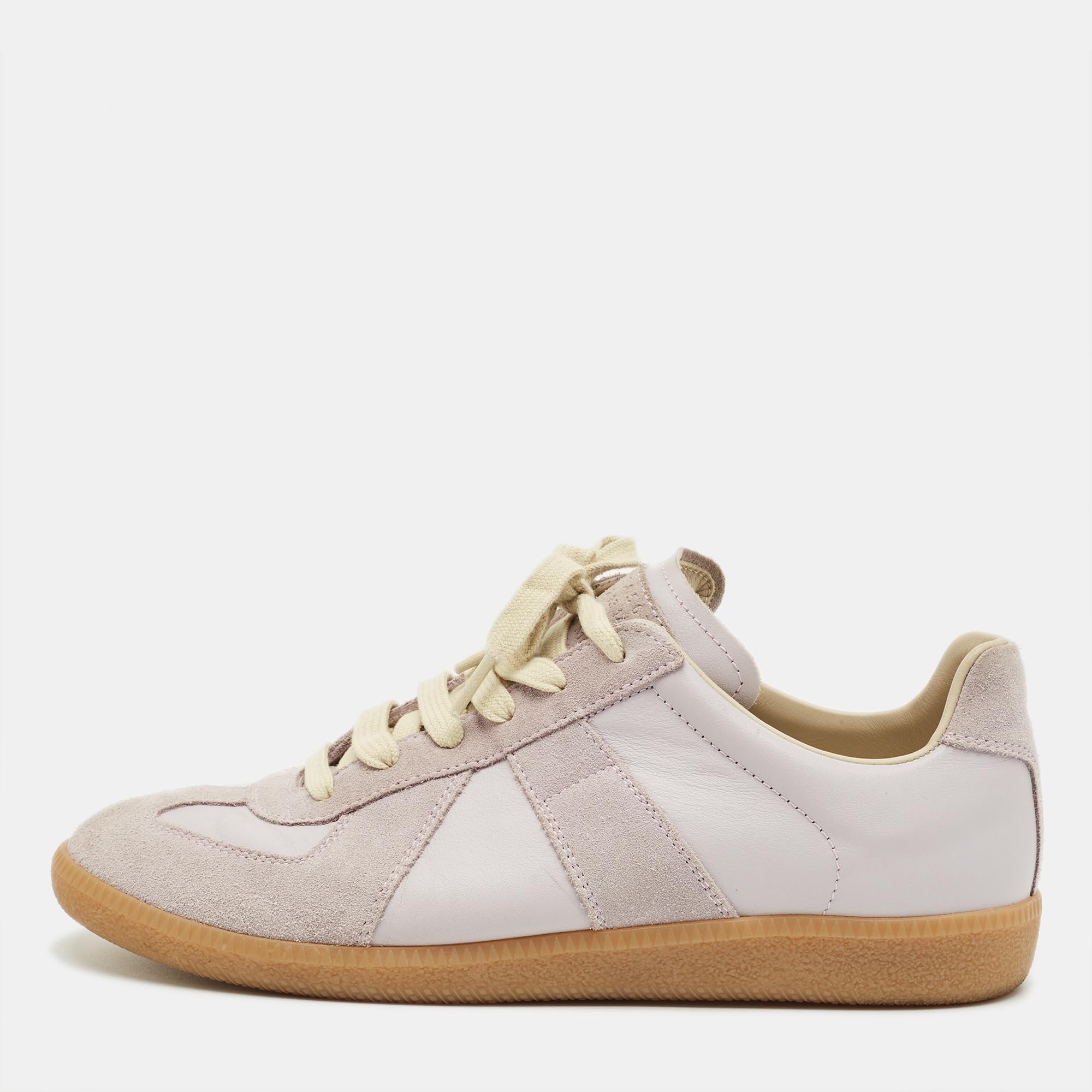 

Maison Martin Margiela Purple Leather and Suede Replica Lace Up Sneakers Size