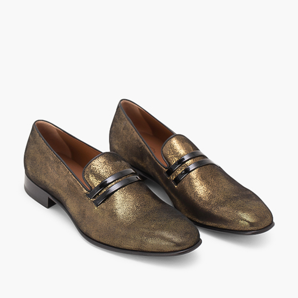 

Malone Souliers Gold Leather Miles 29 Heather Loafers Size EU