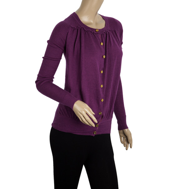 

Marc by Marc Jacobs Cotton-silk Gold Button Cardigan, Purple