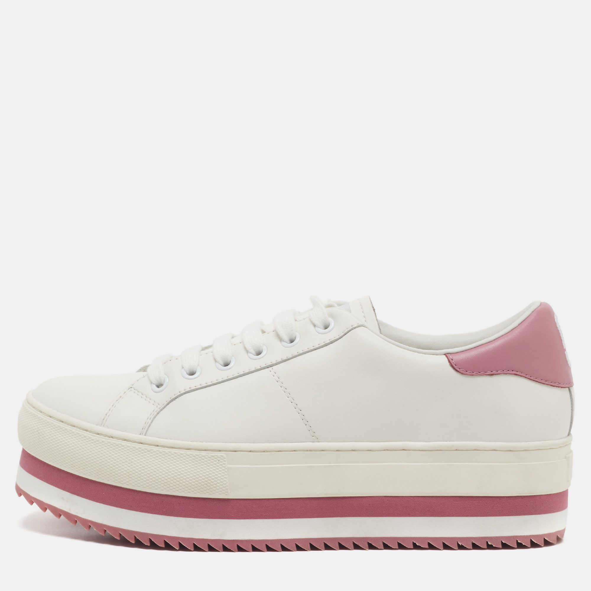 

Marc Jacobs Size  White/Pink Leather Lace Up Platform Sneakers