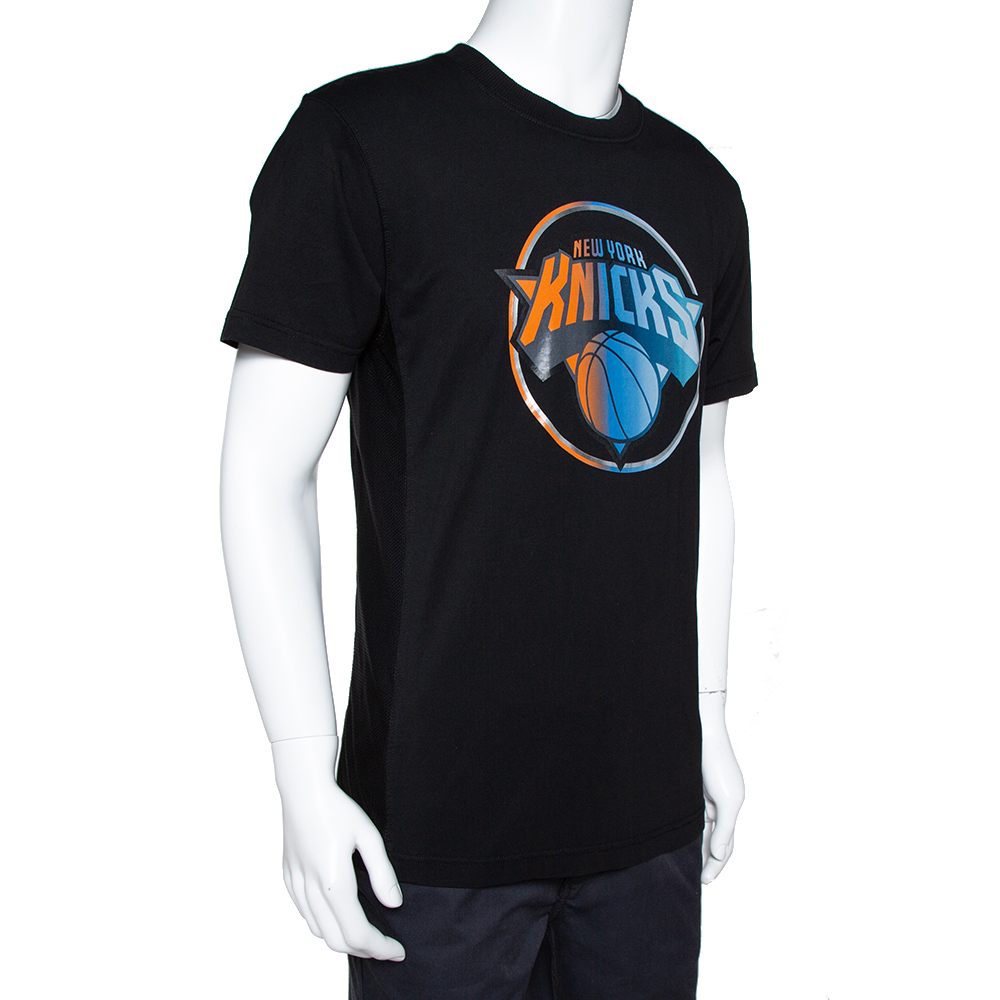 

Marcelo Burlon Black Cotton NY Knicks Print Mesh Panel T-Shirt