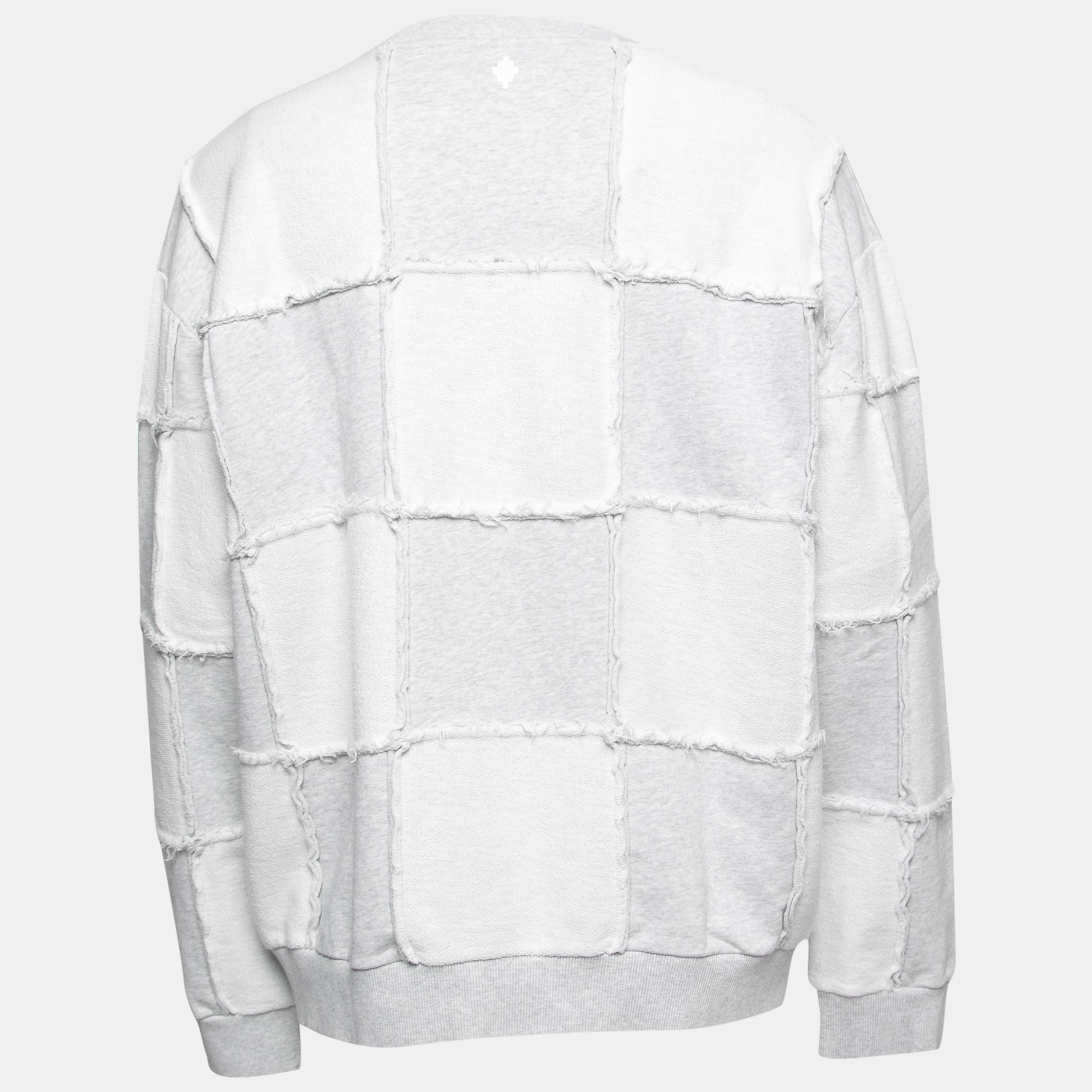 

Marcelo Burlon Grey & White Patchwork Cotton Crewneck Sweatshirt