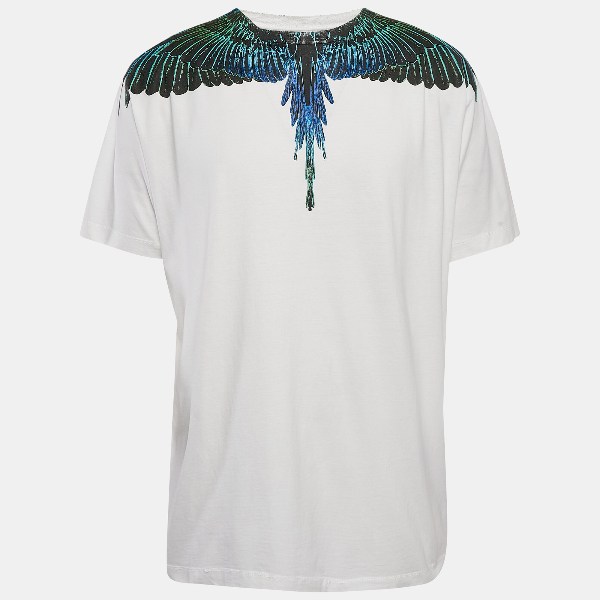 

Marcelo Burlon White Feather Print Crew Neck T-Shirt XXL