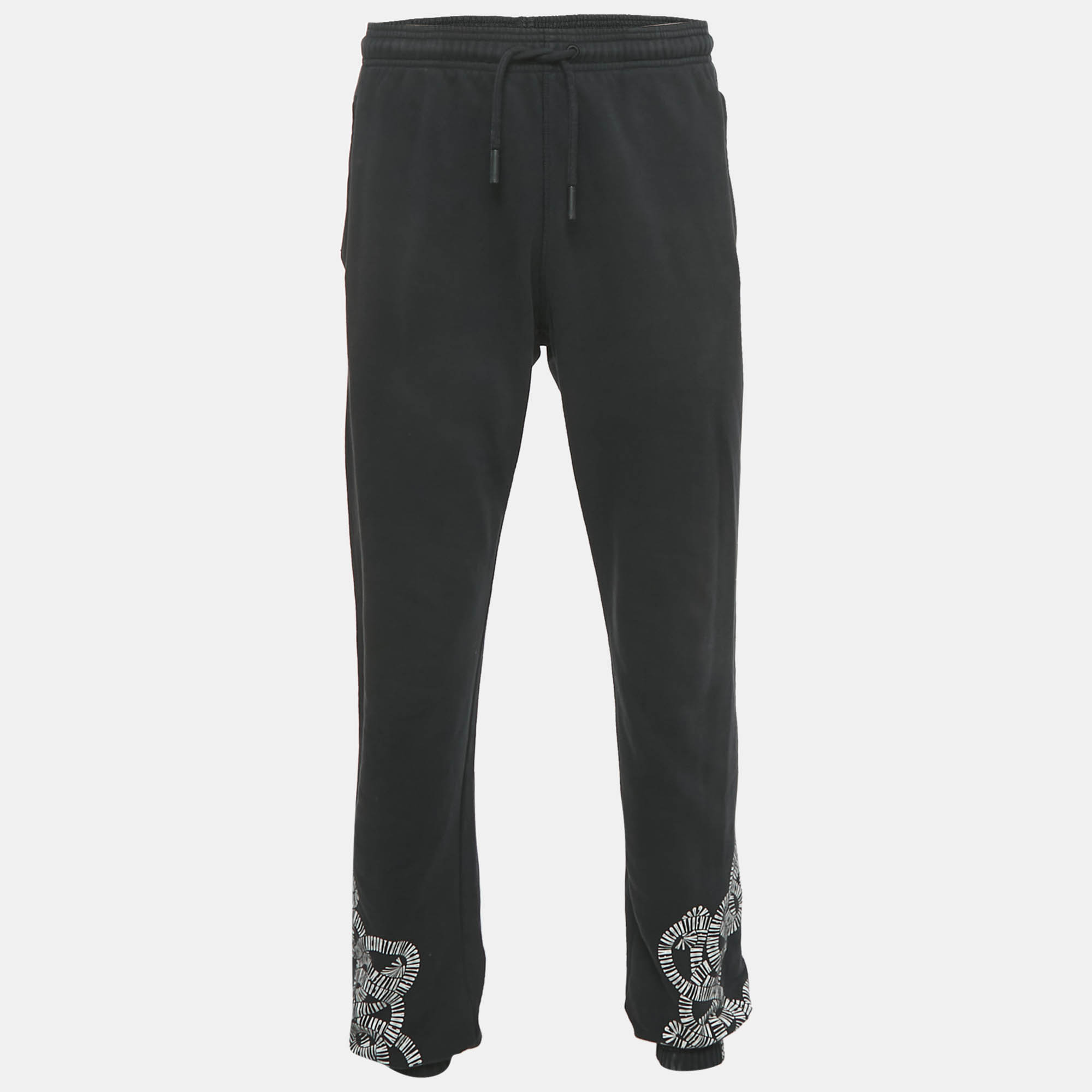 Pre-owned Marcelo Burlon County Of Milan Black Snake Wings Print Cotton Sweatpants S
