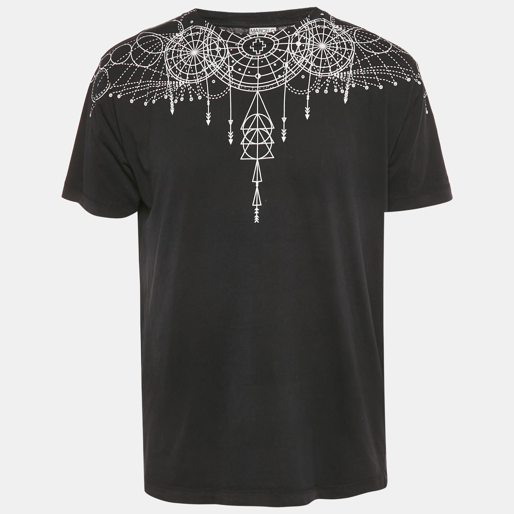 Pre-owned Marcelo Burlon County Of Milan Black Printed Jersey Crewneck T-shirt L