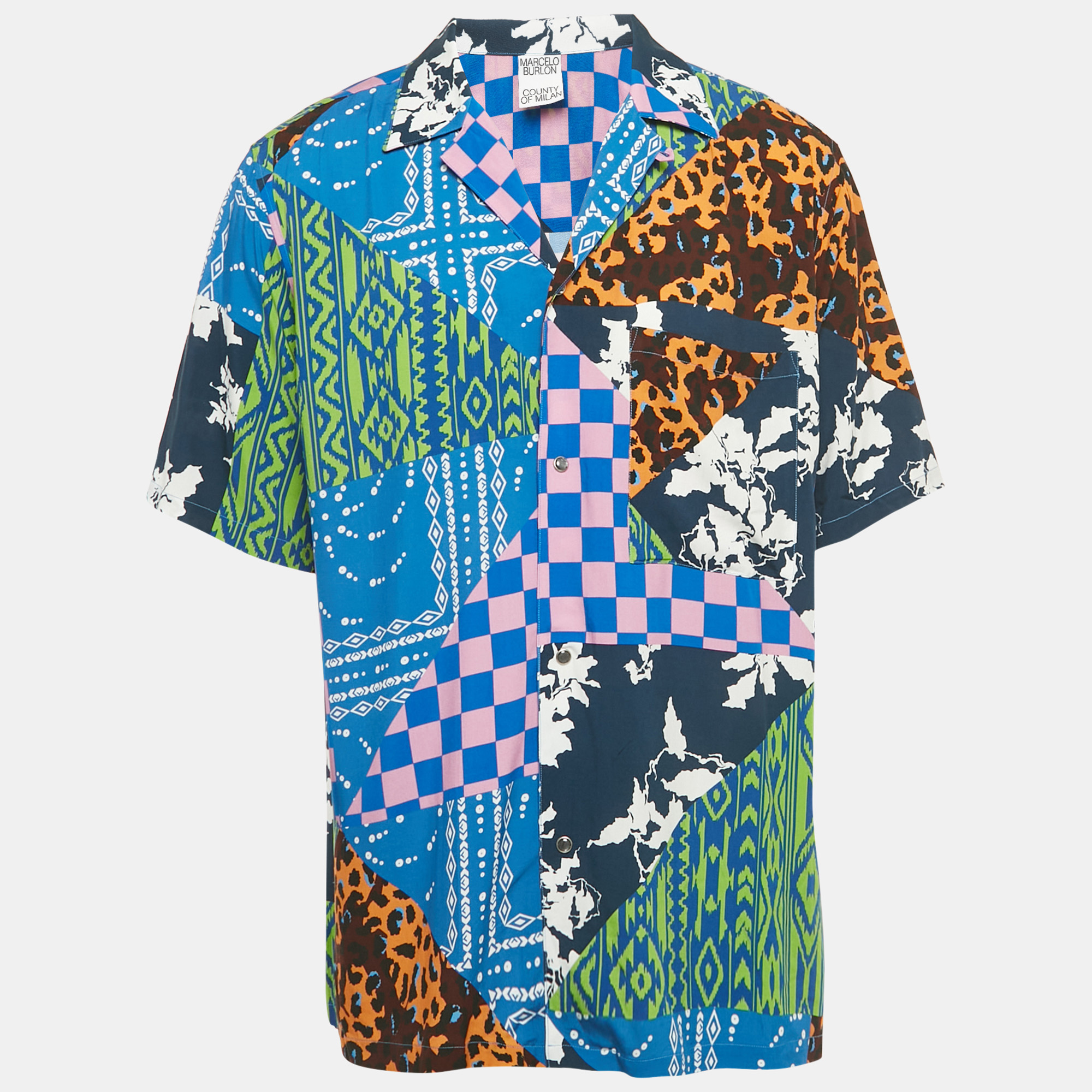 Pre-owned Marcelo Burlon County Of Milan Multicolor Printed Viscose Button Front Shirt L