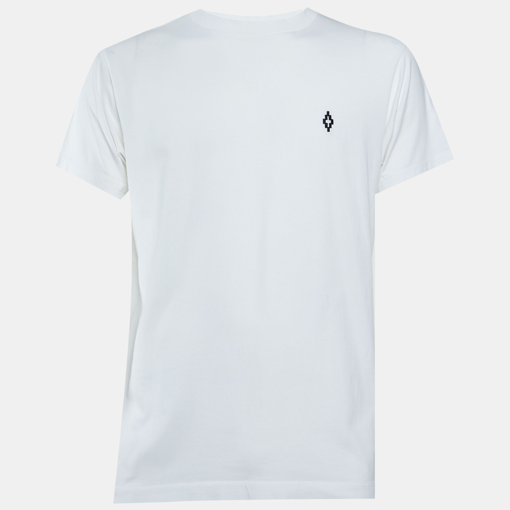 

Marcelo Burlon White Cotton Logo Embroidered Crew Neck T-Shirt S