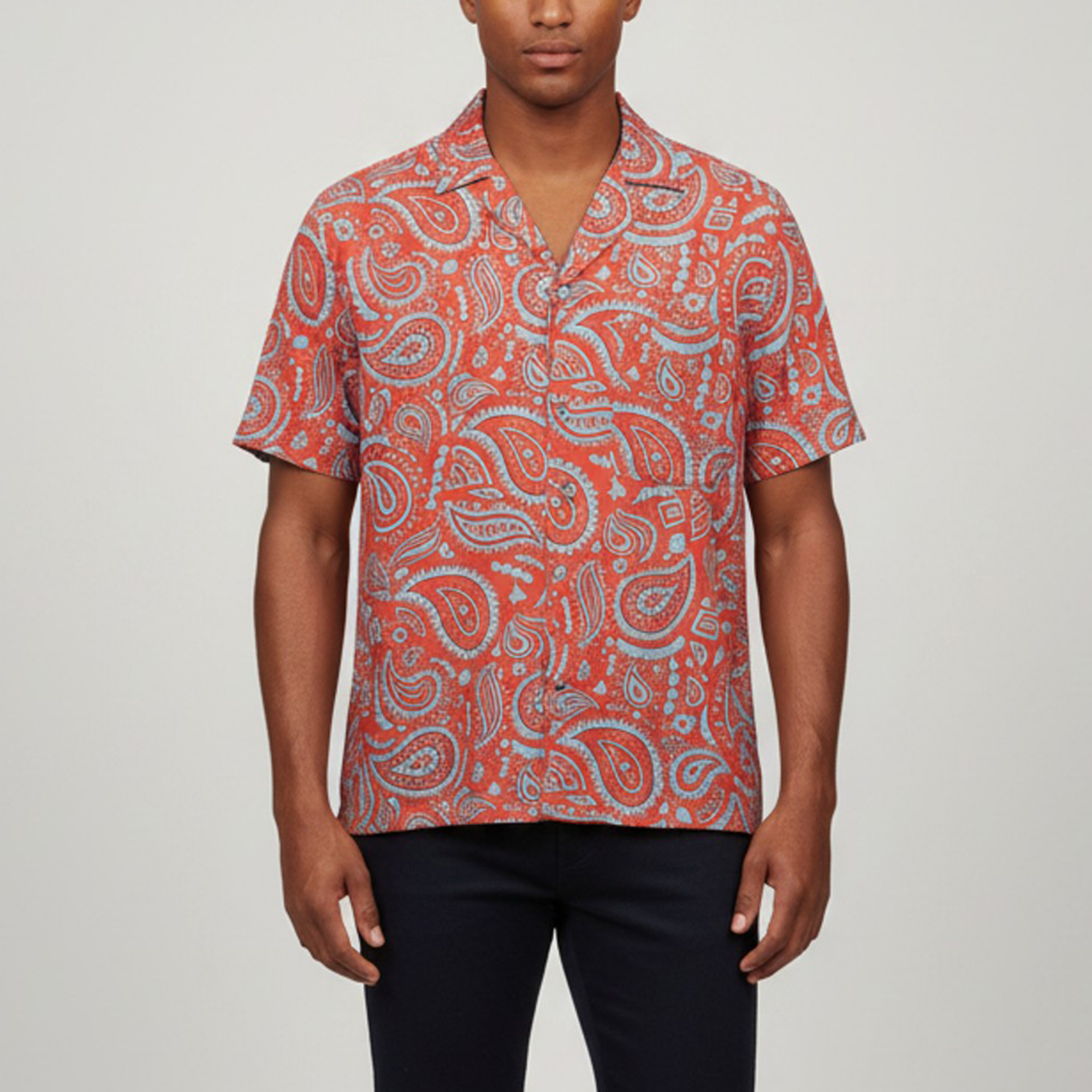 

Marcelo Burlon Red Paisley Print Lawn Hawaii Shirt M