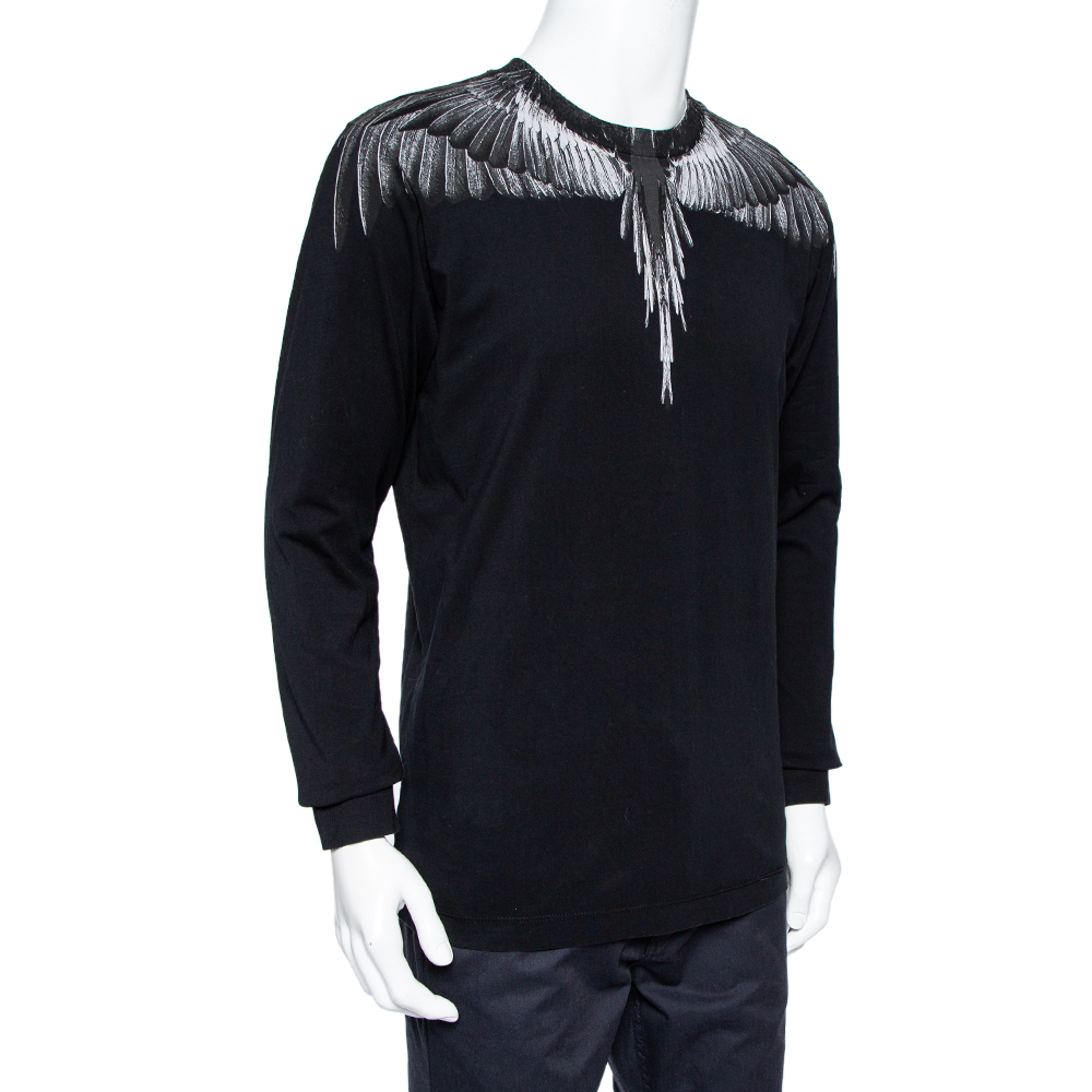 

Marcelo Burlon Black Wings Printed Cotton Long Sleeve T-Shirt