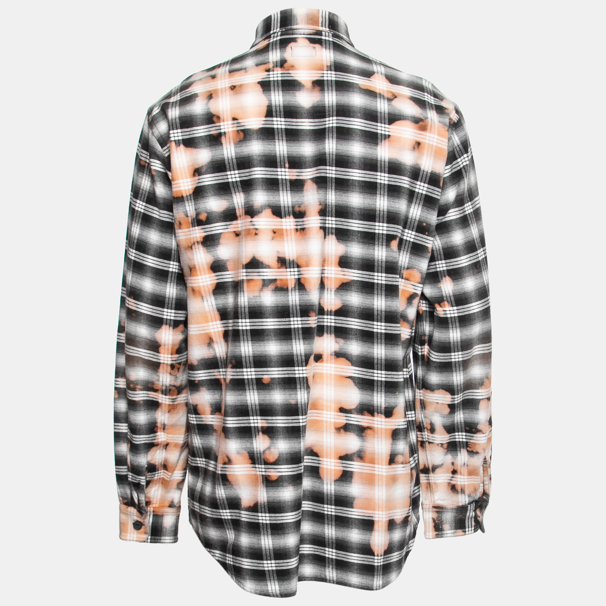 

Marcelo Burlon Black Bleached Checked Cotton Flannel Shirt