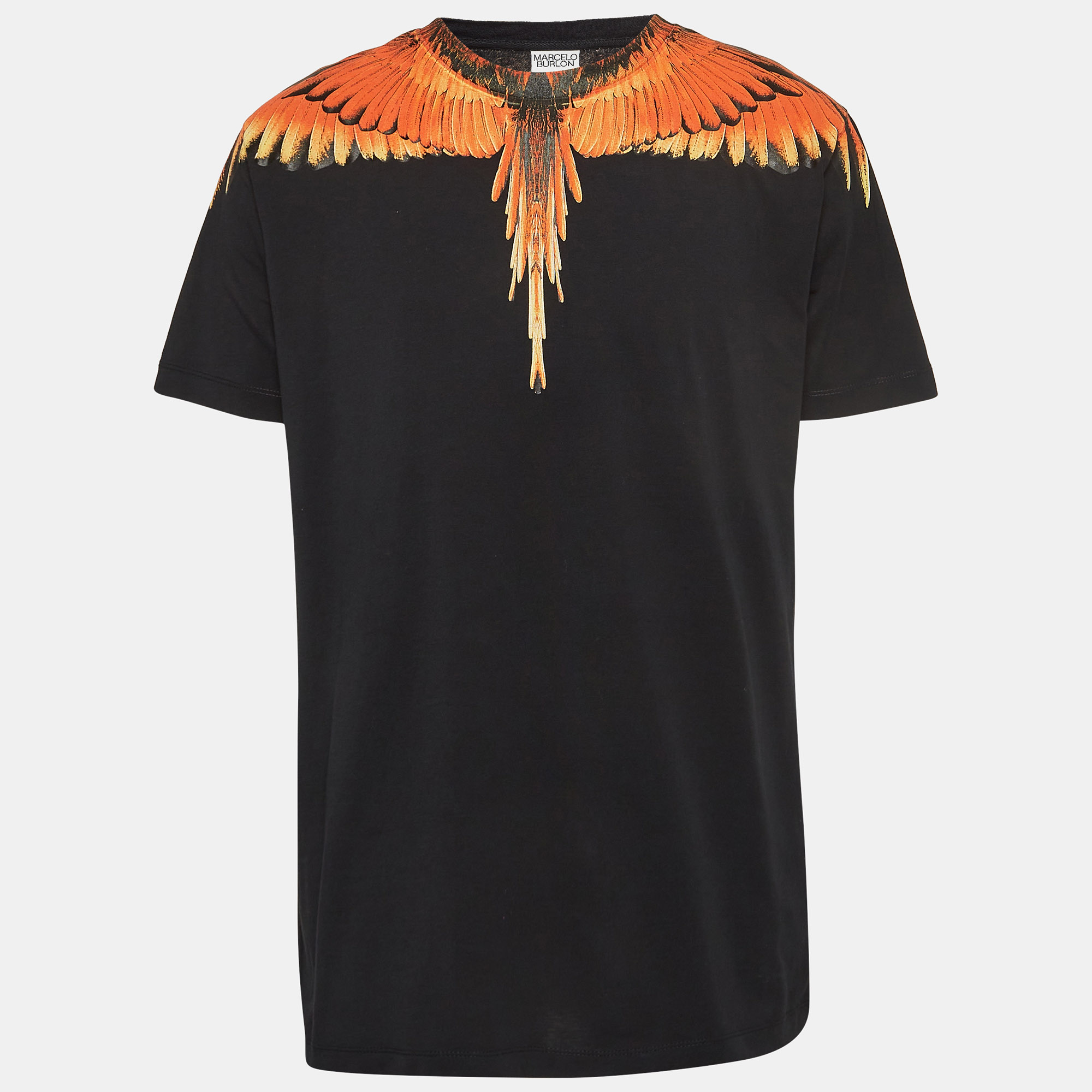 

Marcelo Burlon Black Icon Wings Print Cotton Crew Neck T-Shirt