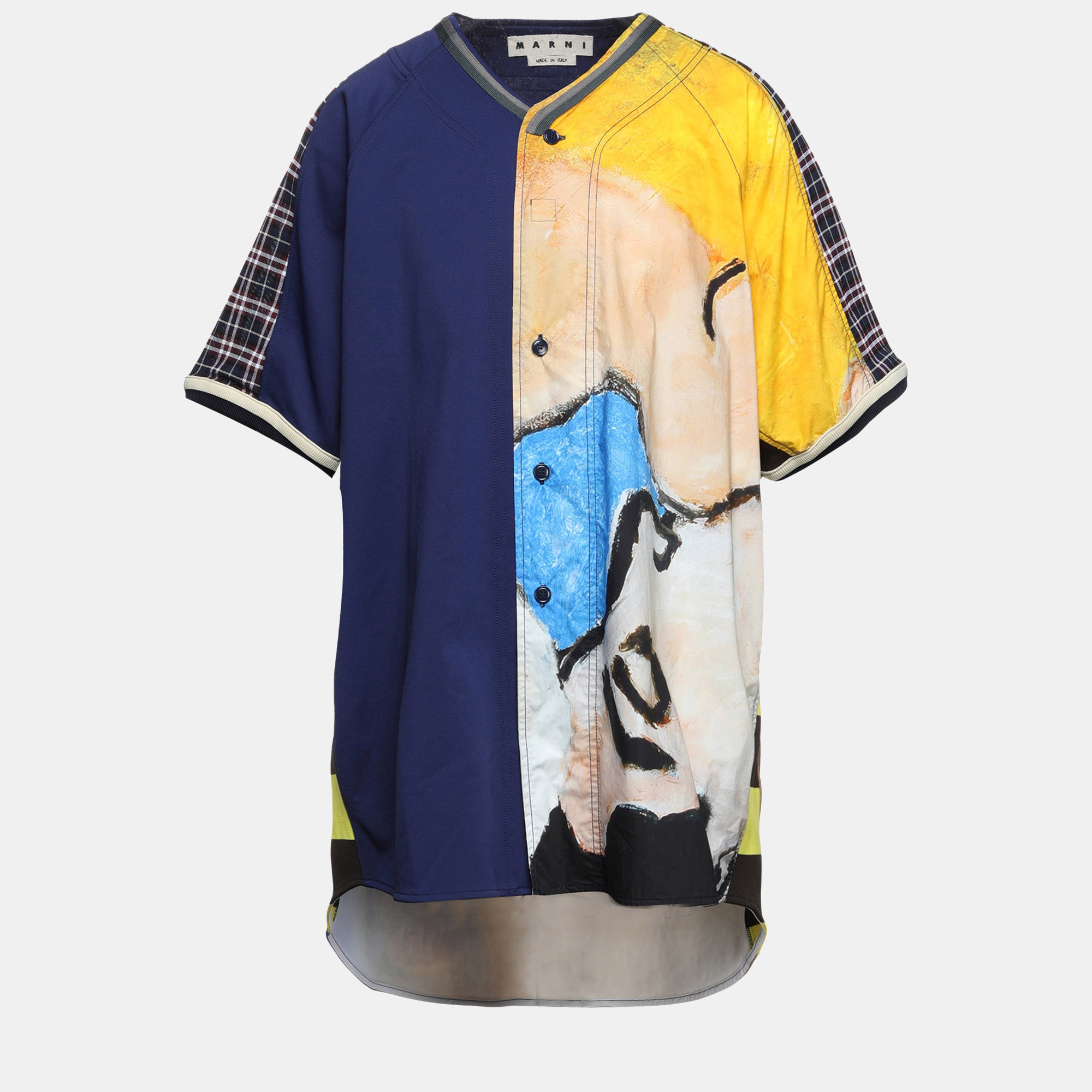 Pre-owned Marni Multicolor Printed Jersey Baseball Shirt M (it 48)