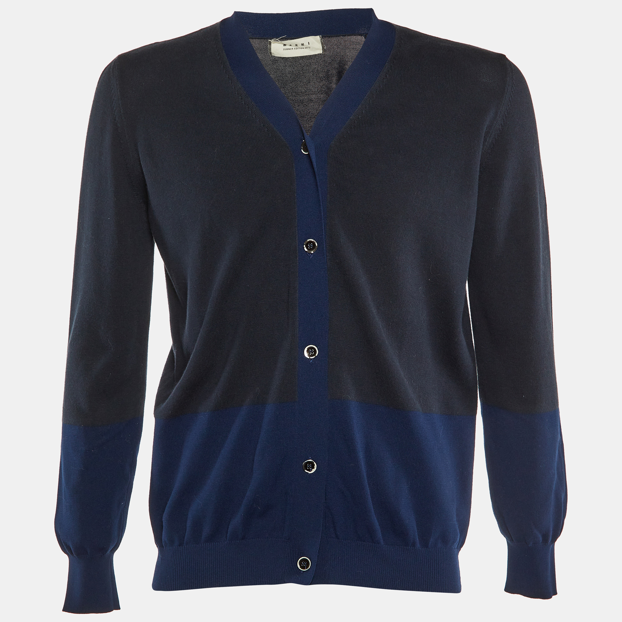 

Marni Midnight Blue Cotton Knit Button Front Cardigan S, Navy blue