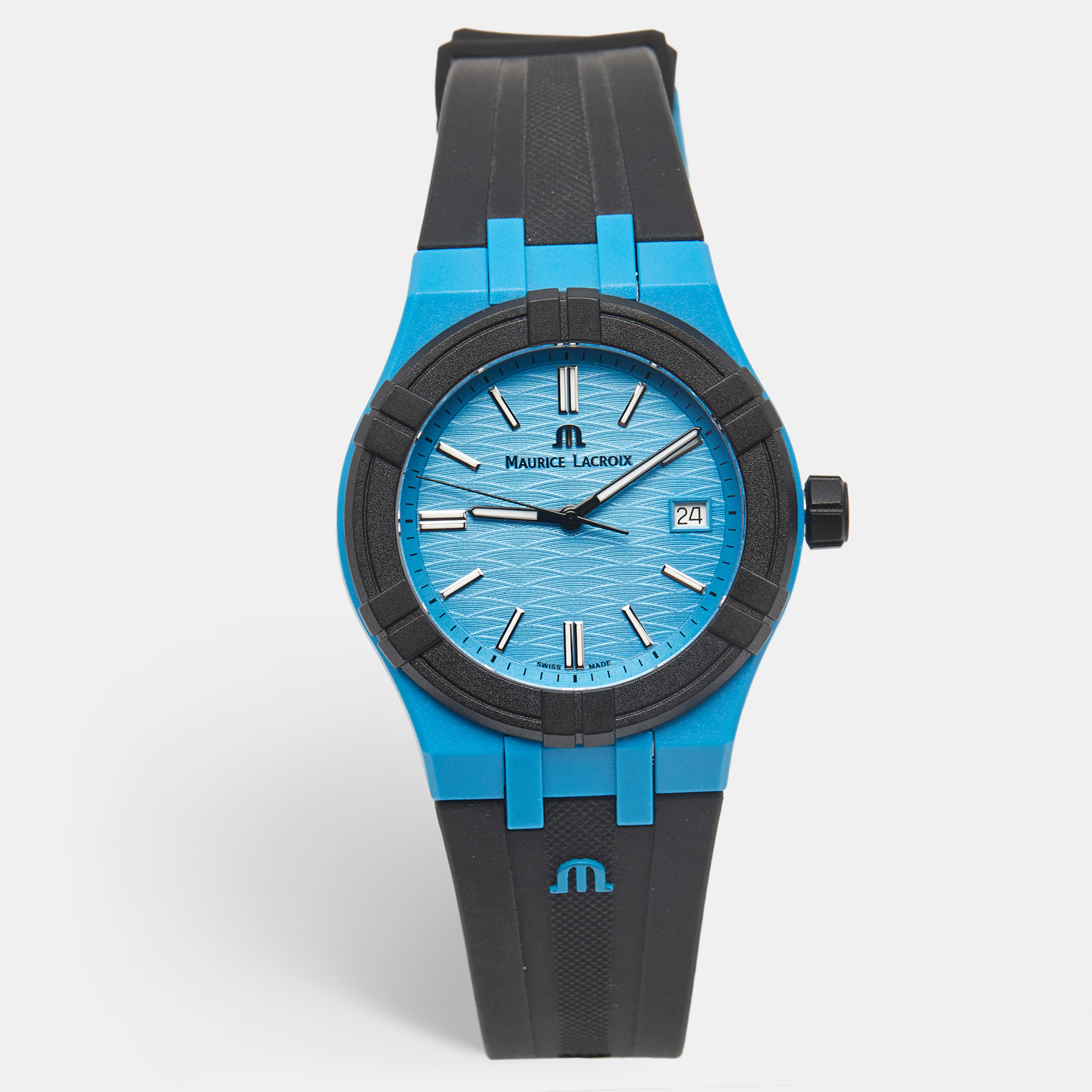 

Maurice Lacroix Blue Plastic Recycled Ocean Material Rubber Aikon Tide AI2008-80080-300-0 Men's Wristwatch, Black