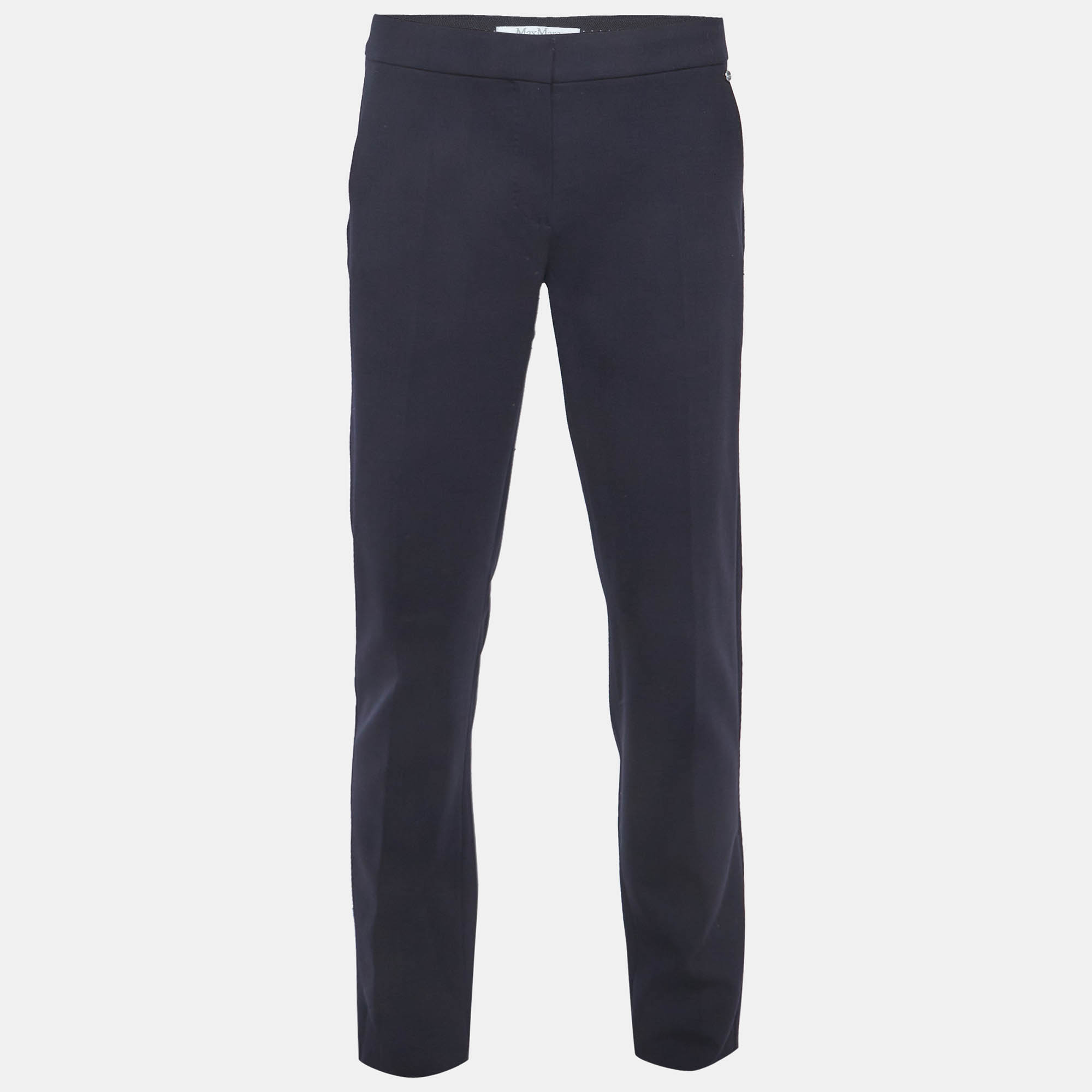 

Max Mara Navy Blue Gabardine Regular Fit Trousers M