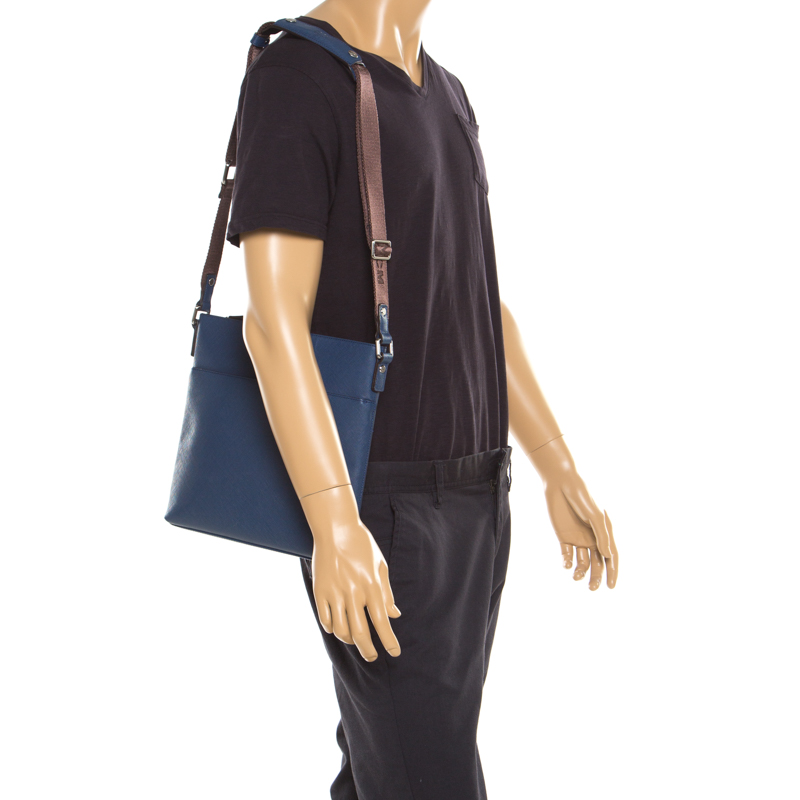 

MCM Blue Leather Ottamar Messenger Bag