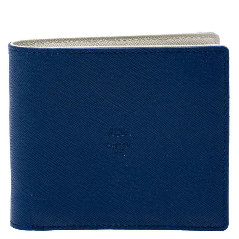MCM Blue Leather Bifold Wallet