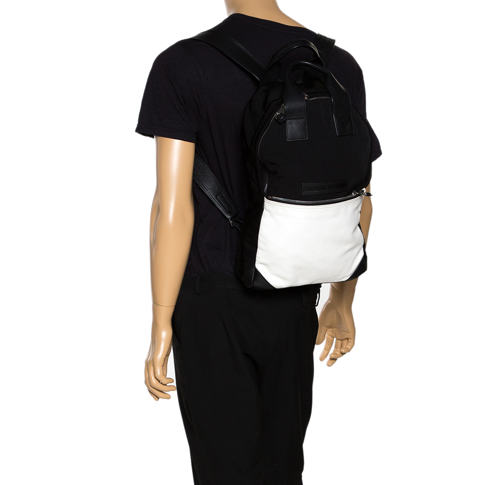 

McQ by Alexander McQueen Black/White Nylon and Leather Pocket Backpack