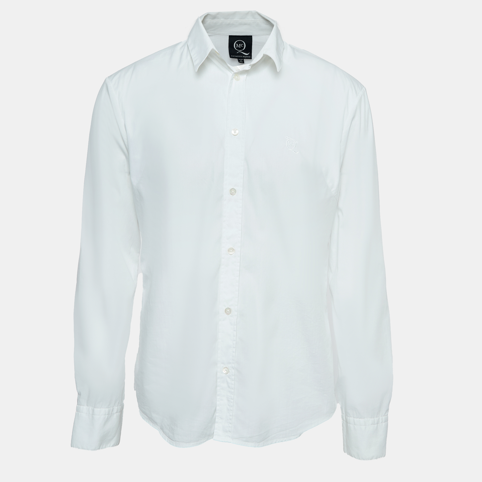 Pre-owned Mcq By Alexander Mcqueen Alexander Mcqueen White Stretch Cotton Long Sleeve Shirt Xl