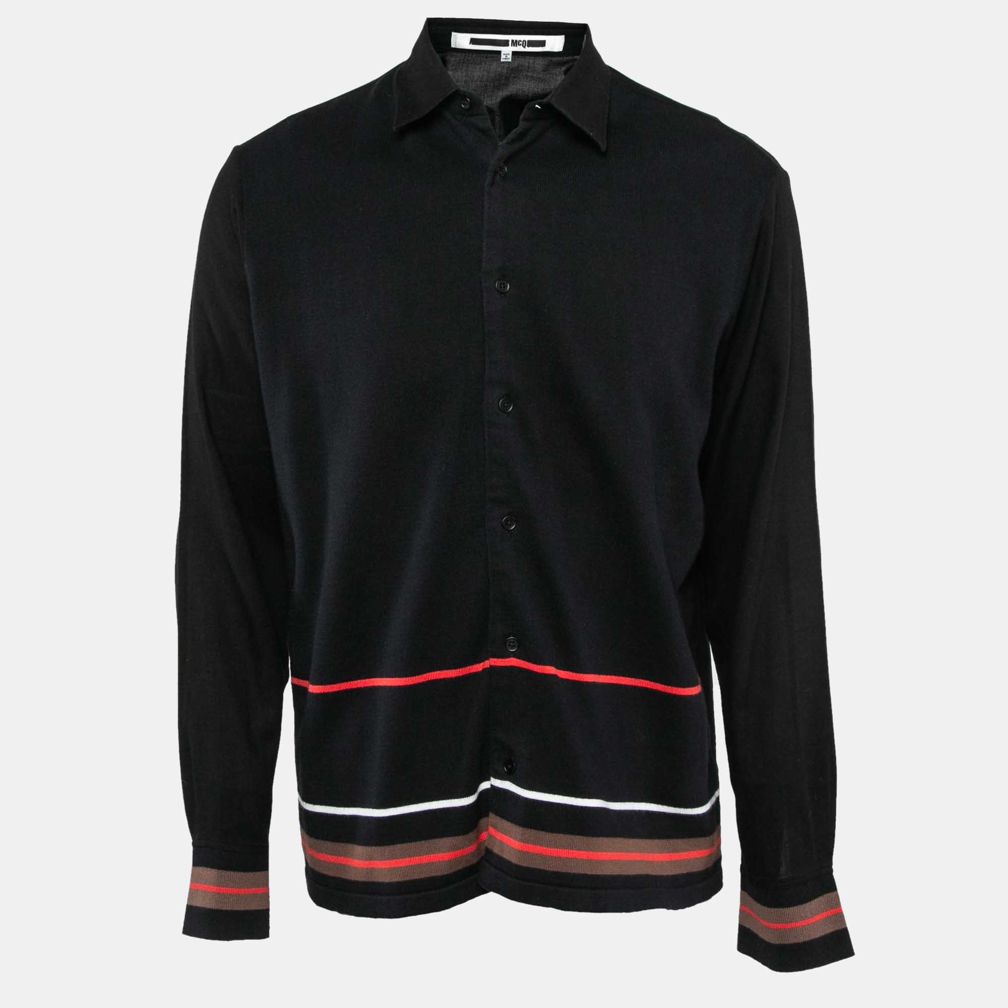 

McQ by Alexander McQueen Navy Blue/Black Cotton Knit Shirt L