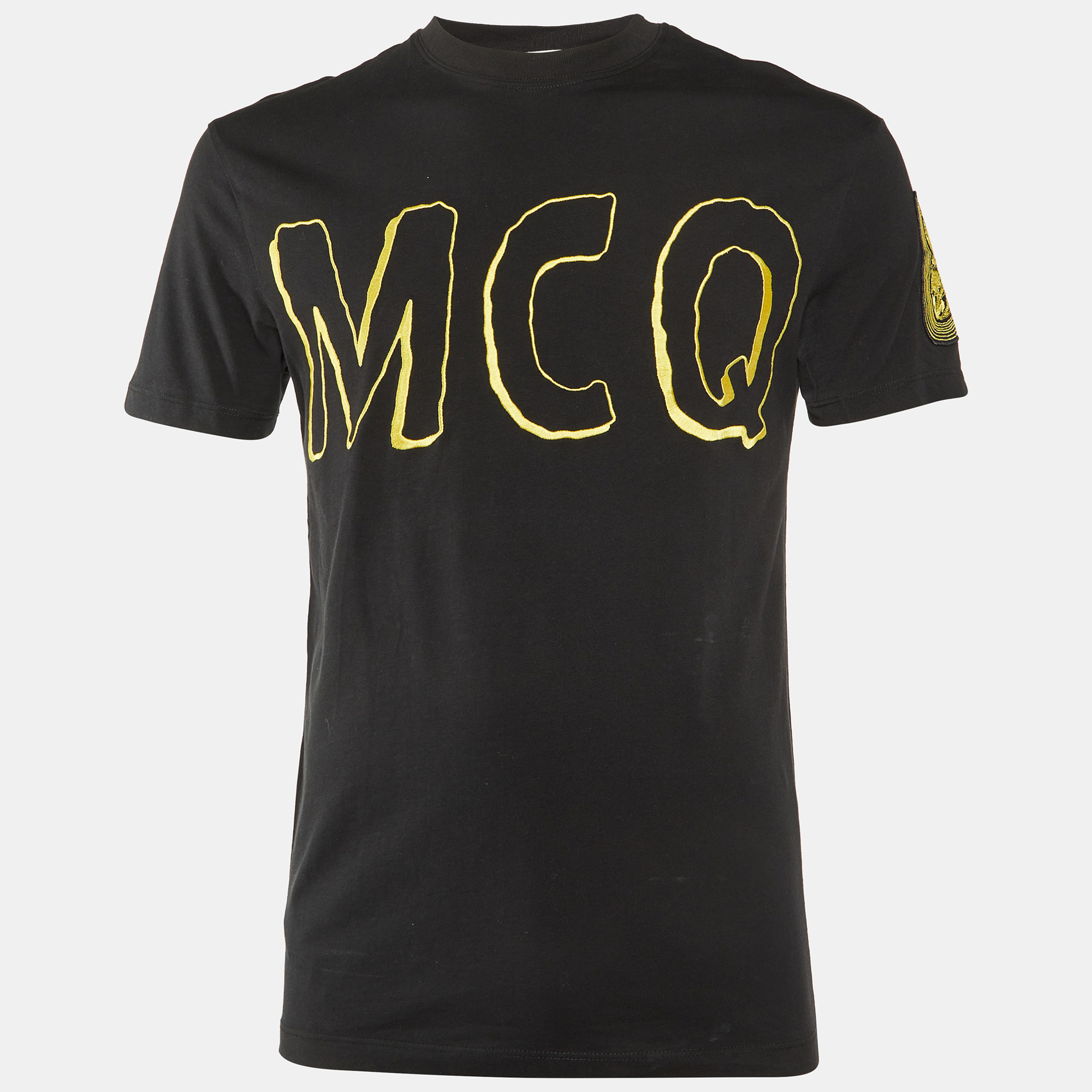 

McQ by Alexander McQueen Black Logo Embroidered Cotton Crew Neck T-Shirt XS