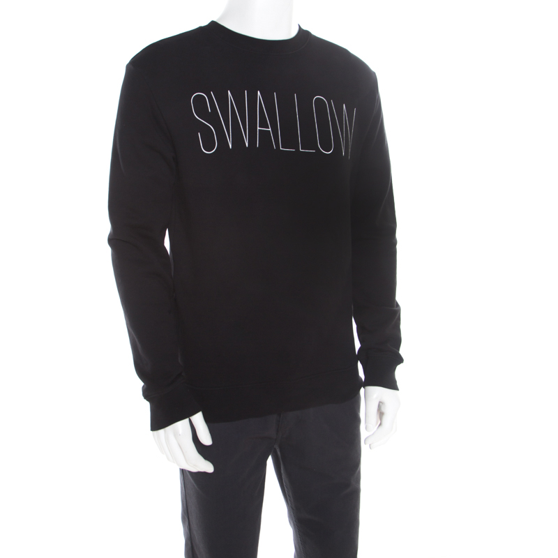 

McQ by Alexander McQueen Black Swallow Slogan Print Crew Neck Sweatshirt