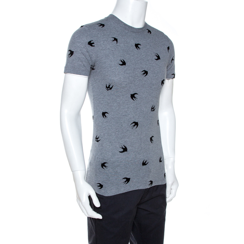 

McQ by Alexander McQueen Grey Swallow Flock Print Cotton T-Shirt