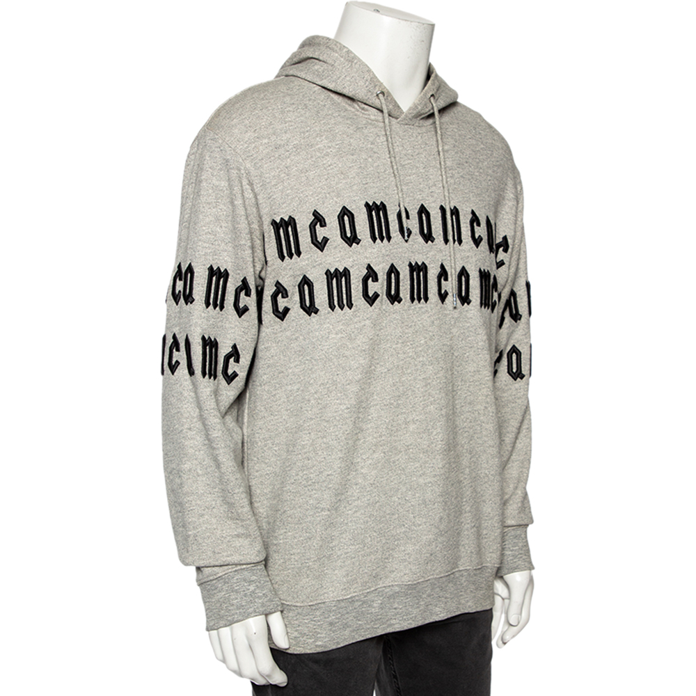

McQ by Alexander McQueen Grey Knit Logo Embroidered Hoodie