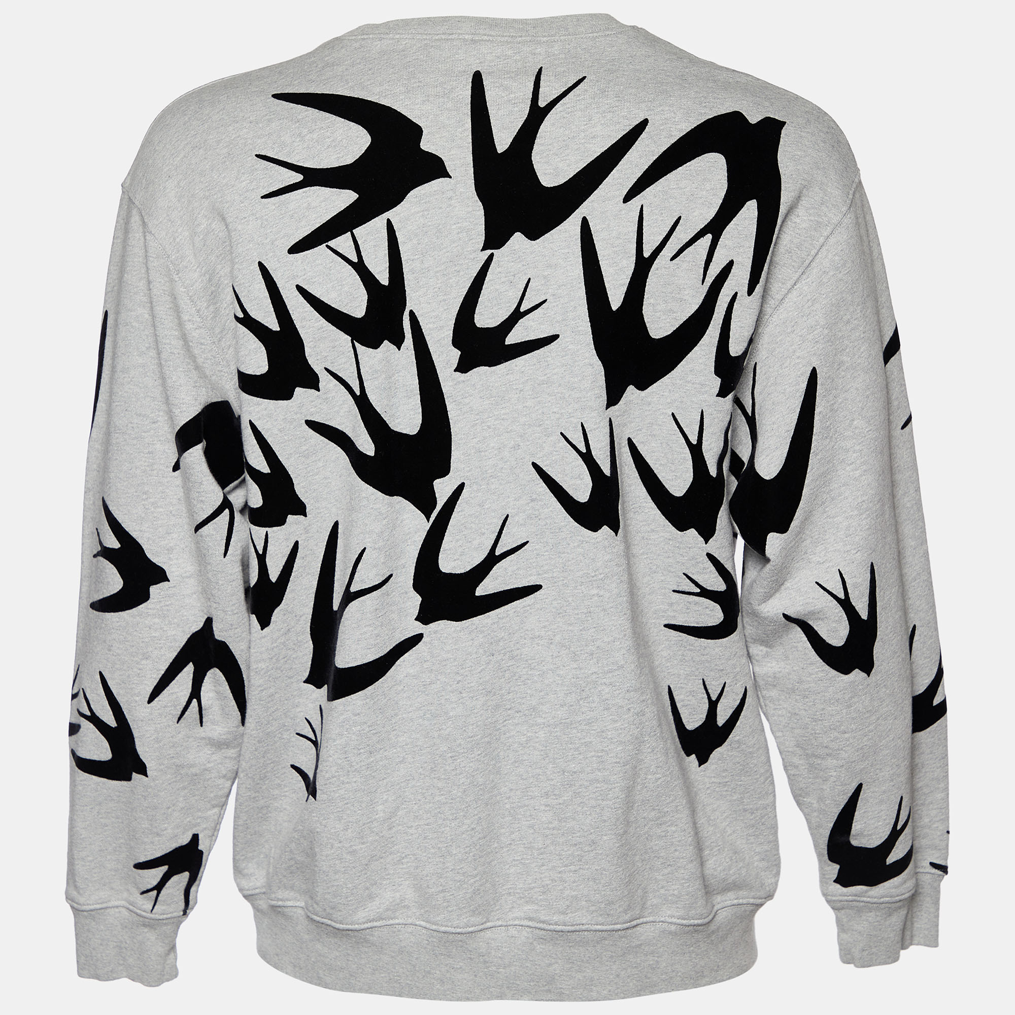 

McQ by Alexander McQueen Grey Swallow Flocked Print Cotton Sweatshirt