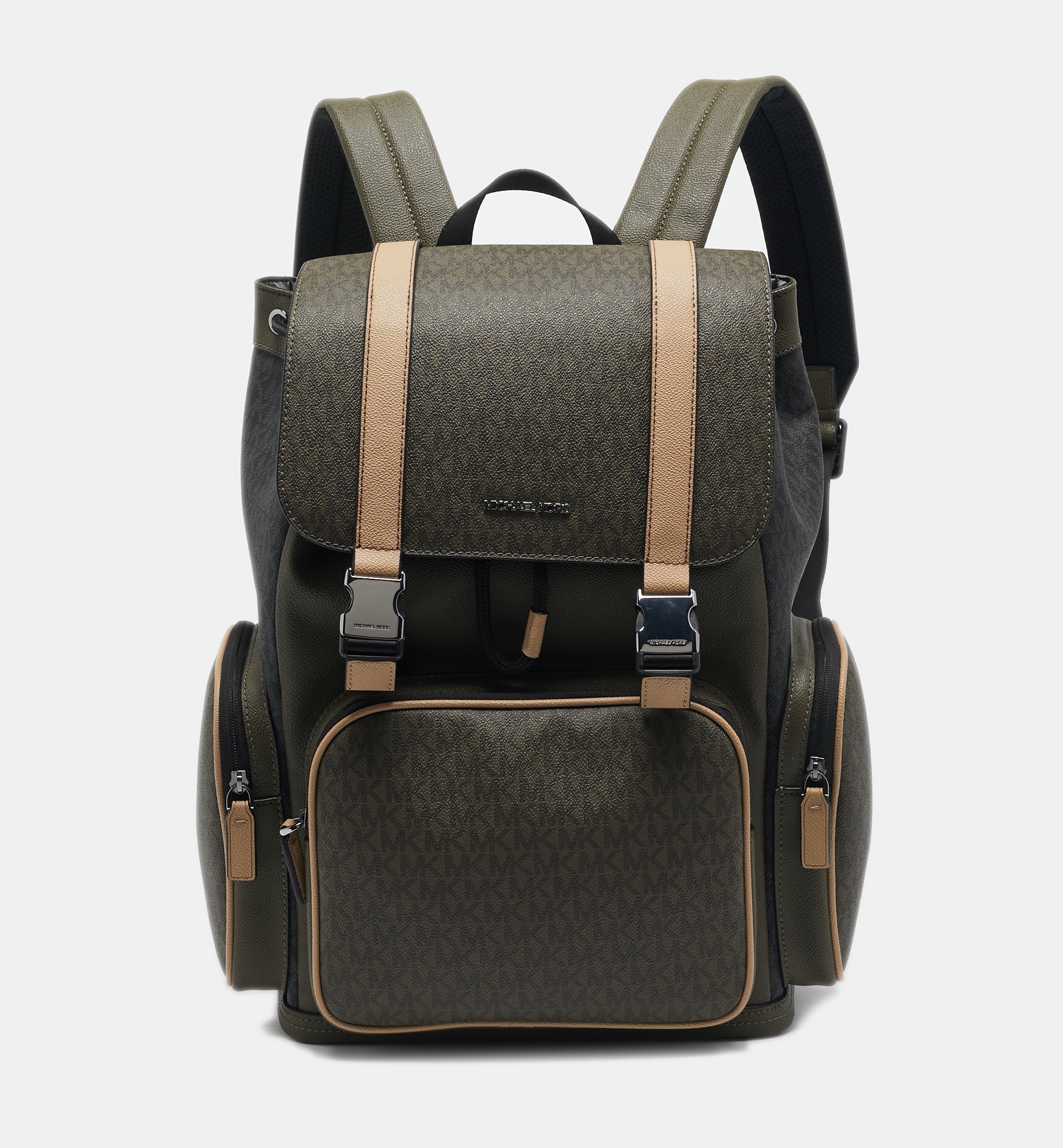 

Michael Kors Olive Multicolor Signature Coated Canvas Cooper Backpack