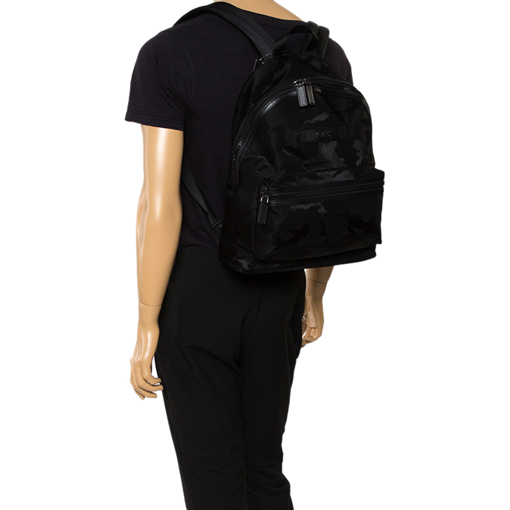 

Michael Kors Black Camouflage Nylon and Leather Kent Backpack