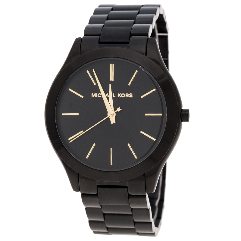 Michael Kors Black PVD Coated Steel Slim Runway MK221 Men's Wristwatch ...