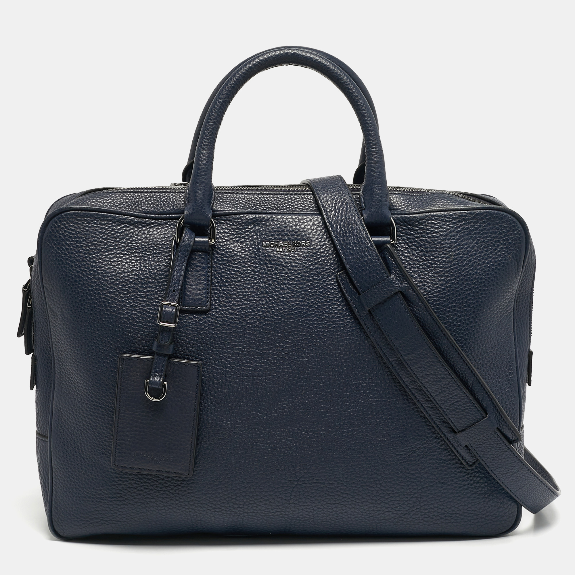 

Michael Kors Russel Navy Blue Leather Briefcase
