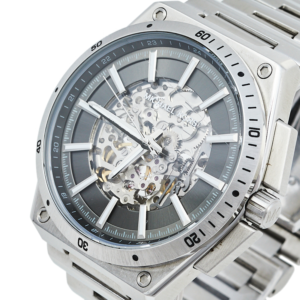 

Michael Kors Grey Stainless Steel Transparent Wilder Skeleton MK9021 Men's Wristwatch