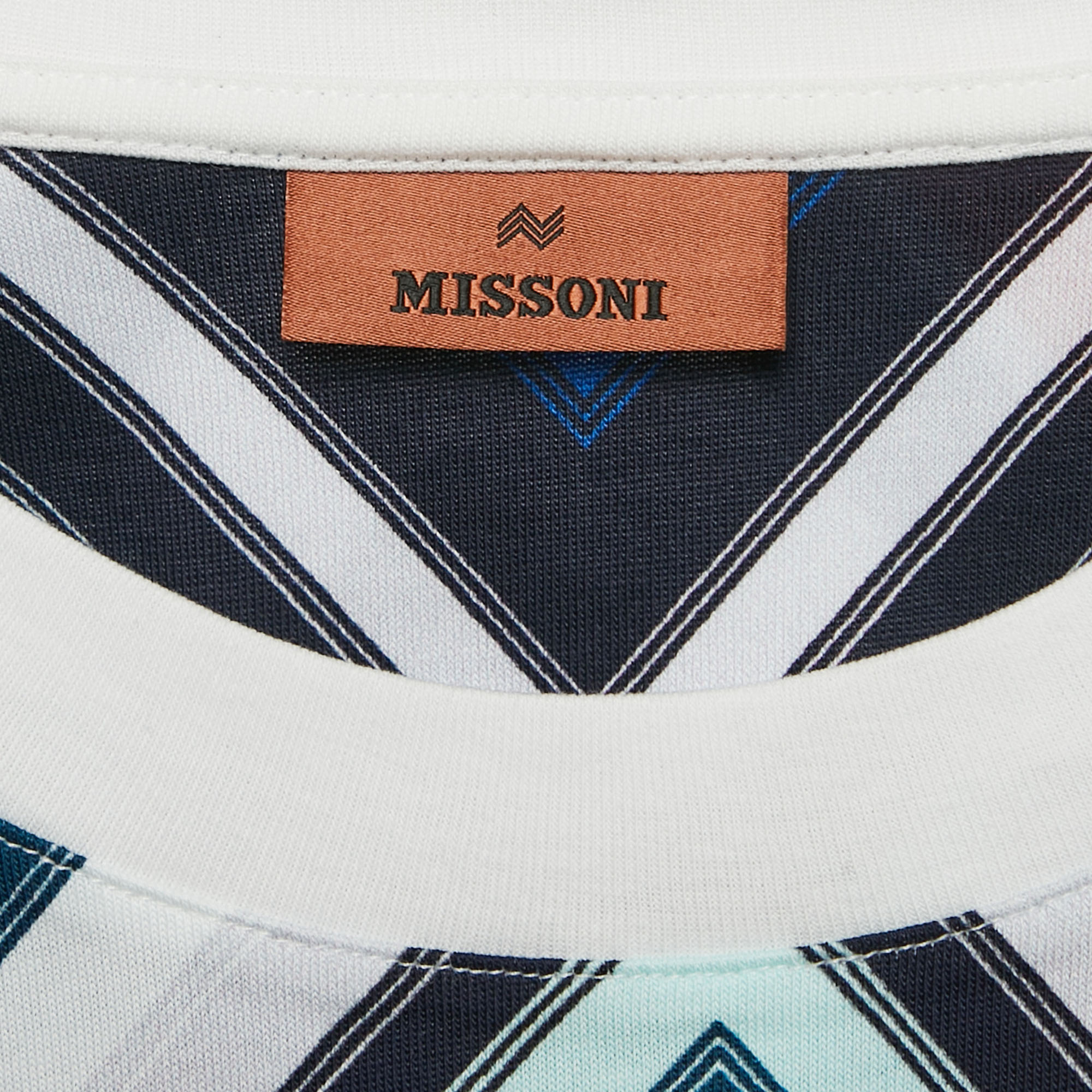 Missoni Multicolor Chevron Print Cotton Crew Neck T-Shirt L 
