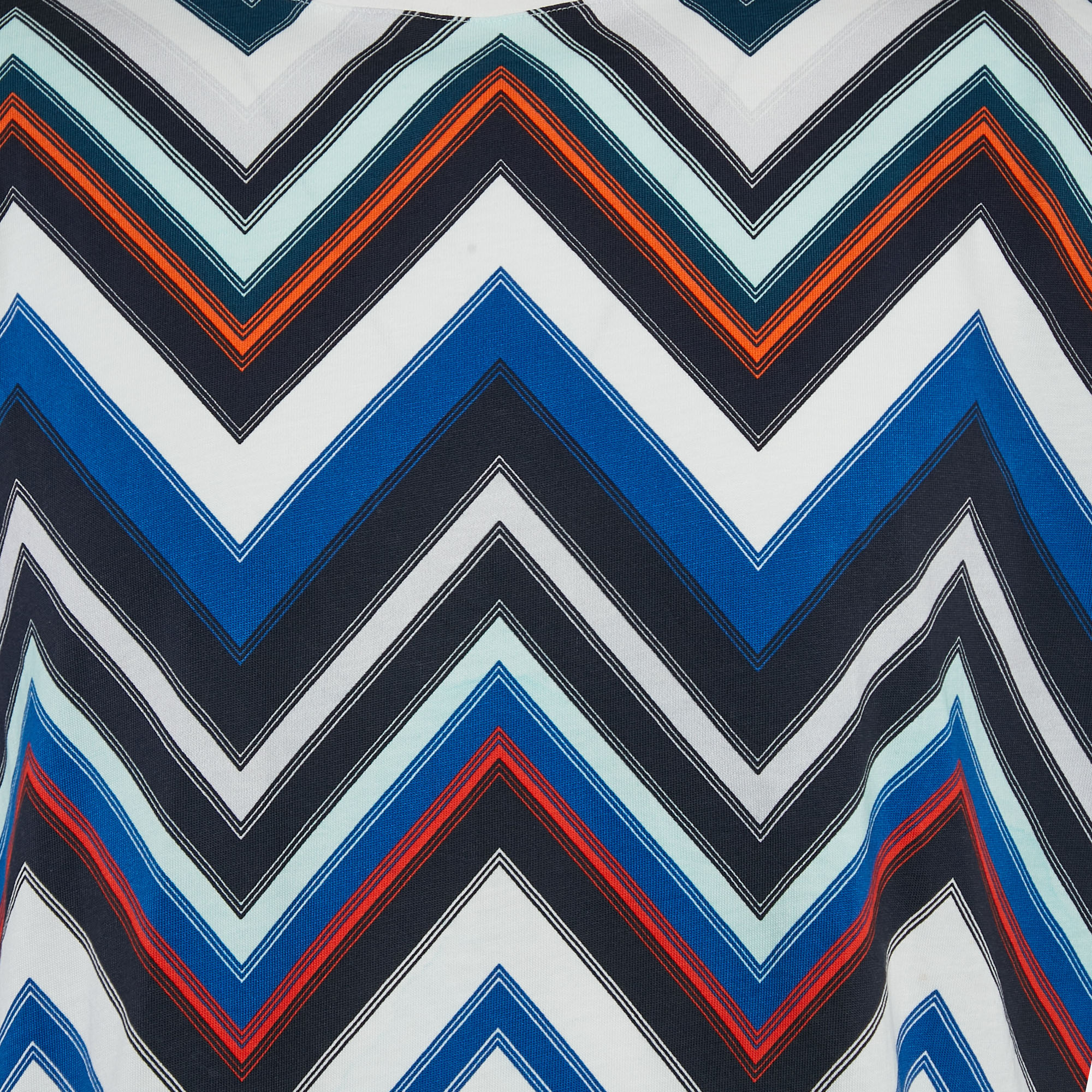 Missoni Multicolor Chevron Print Cotton Crew Neck T-Shirt L 
