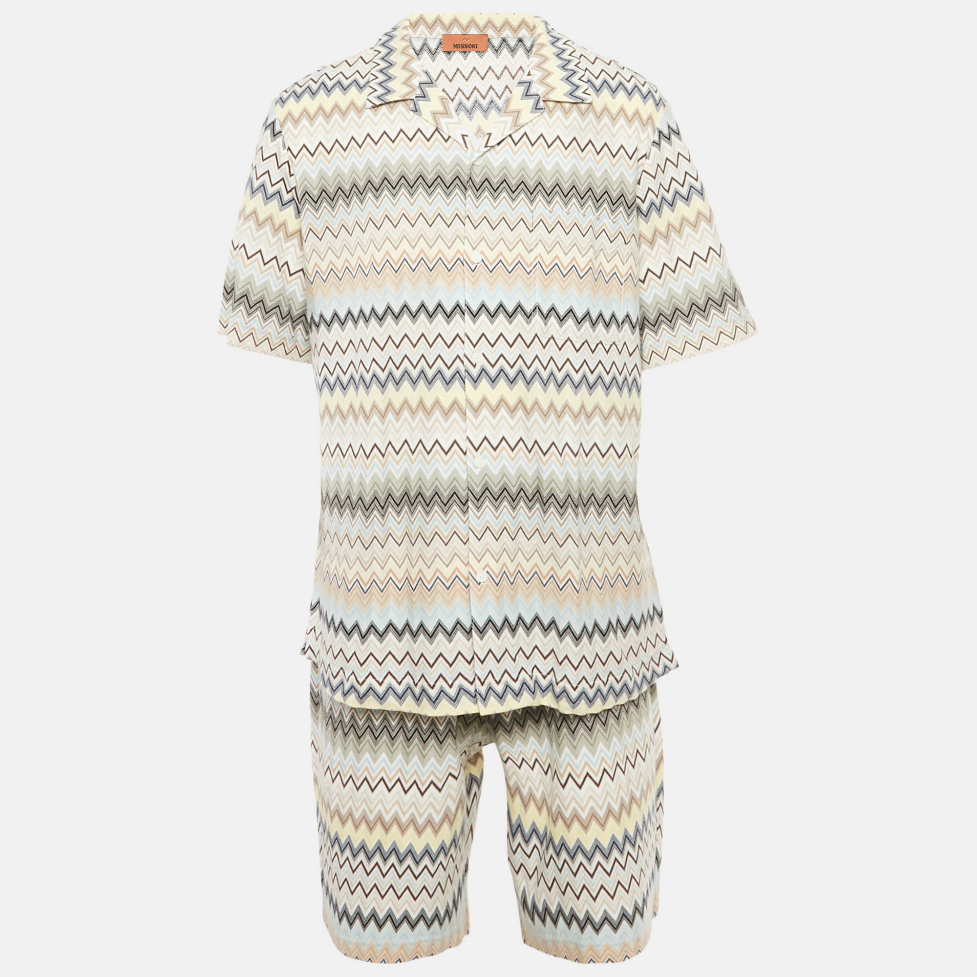 

Missoni Multicolor Zig-Zag Knit Shirt & Short Set XXL
