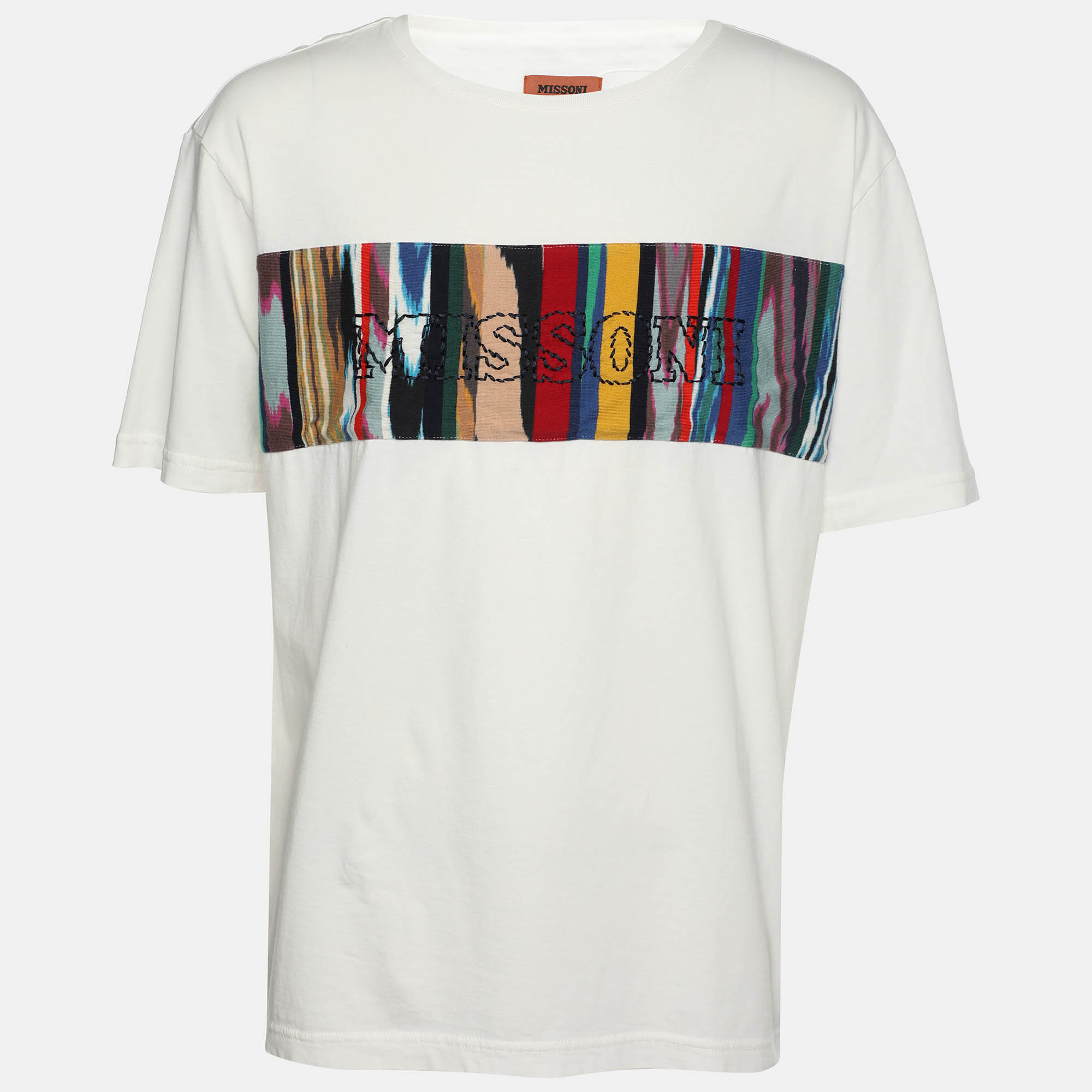 

Missoni White Cotton Logo Embroidered T-Shirt XL