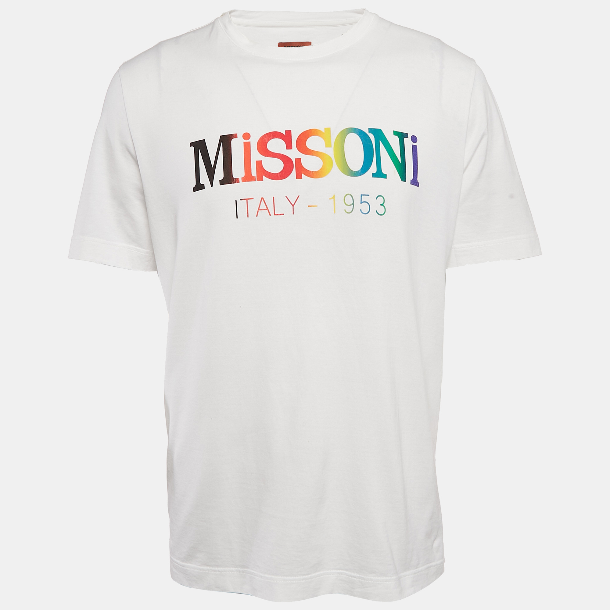 

Missoni White Logo Print Cotton Crew Neck T-Shirt M