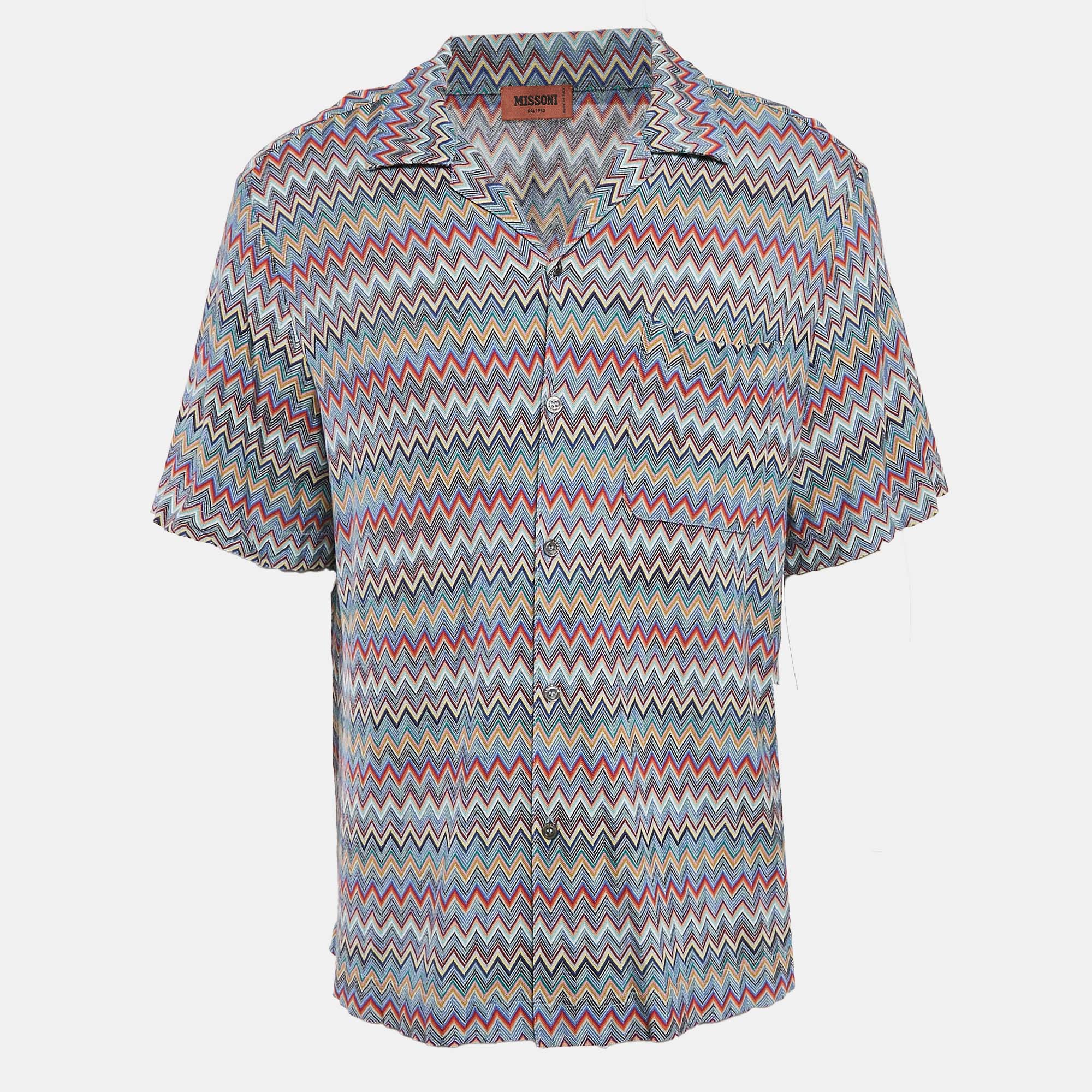 

Missoni Multicolor Chevron Knit Short Sleeve Shirt L