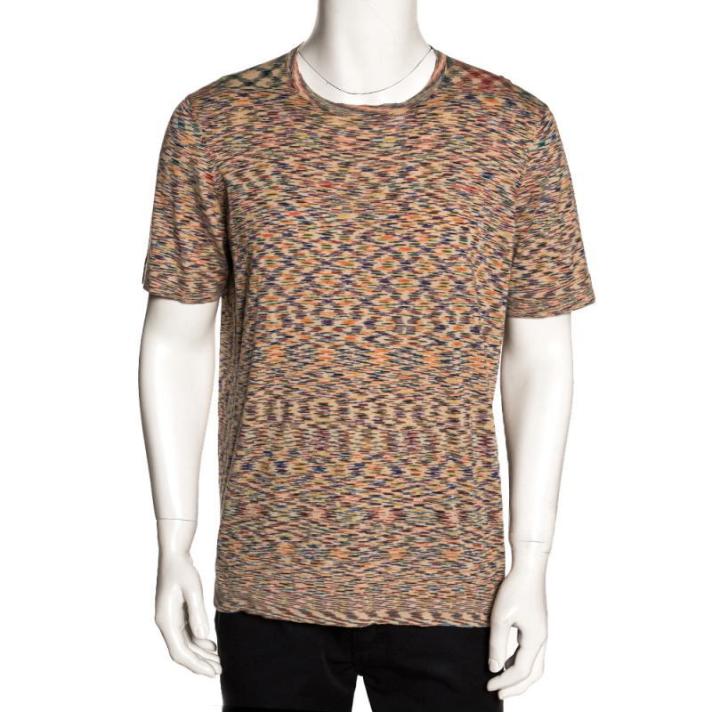 Pre Owned Missoni Mulitcolor Abstract Printed Knit T Shirt L 
